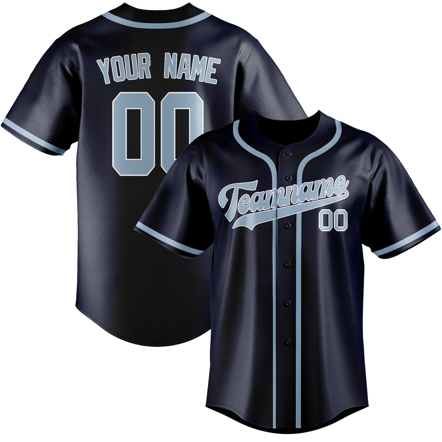 Custom Navy Light Blue Baseball Jersey
