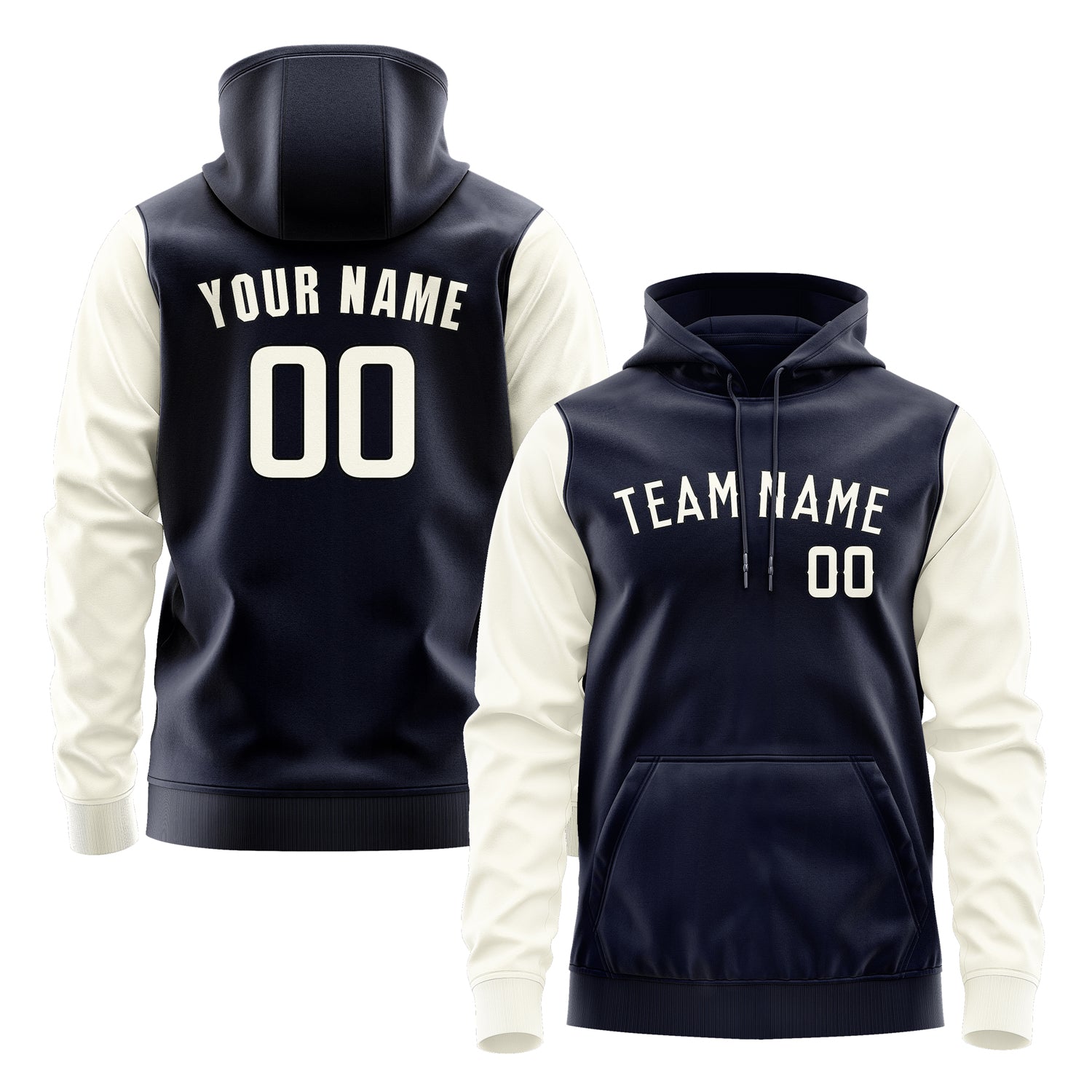 Custom Navy Cream Hoodie 1111030311B31703