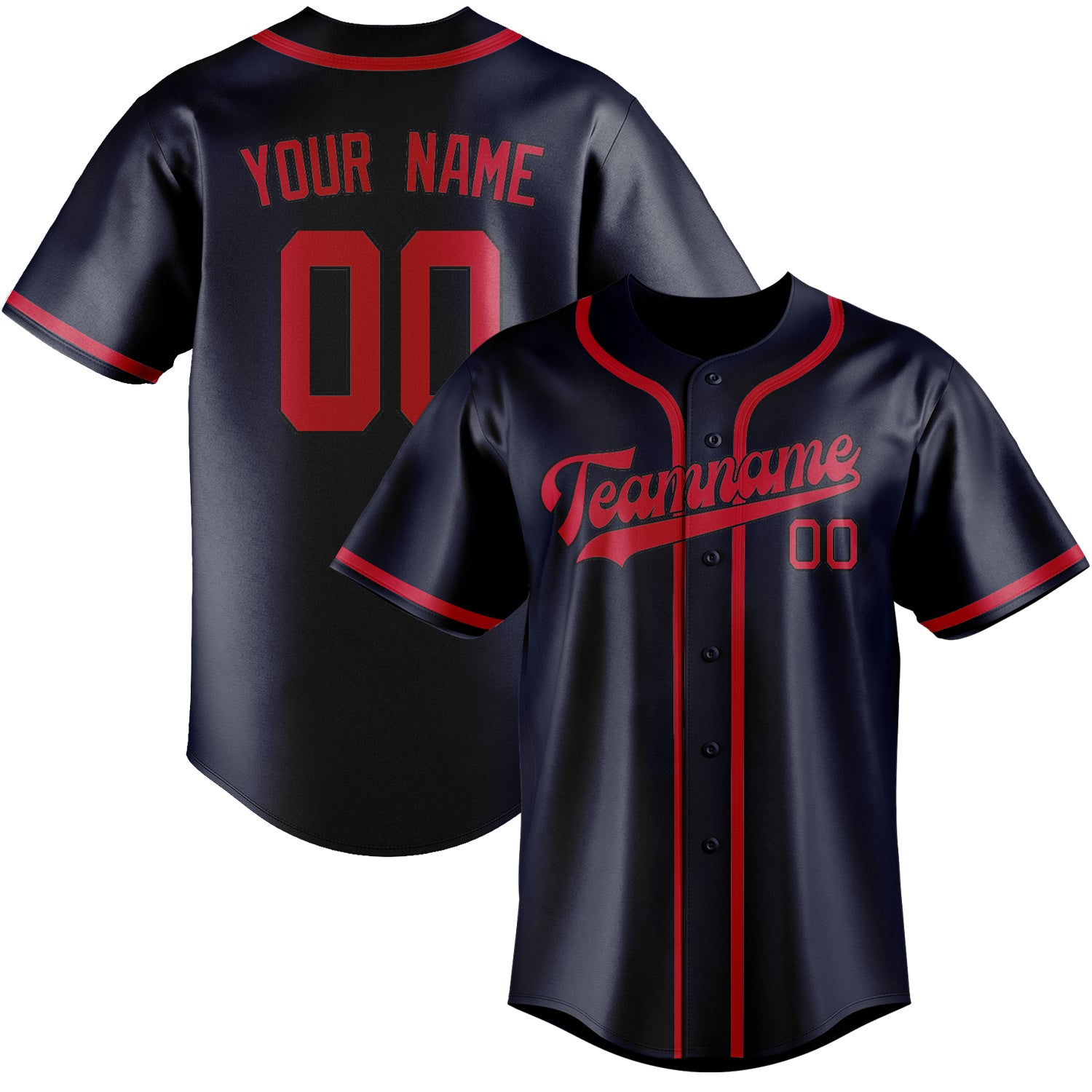 Custom Navy Red Baseball Jersey