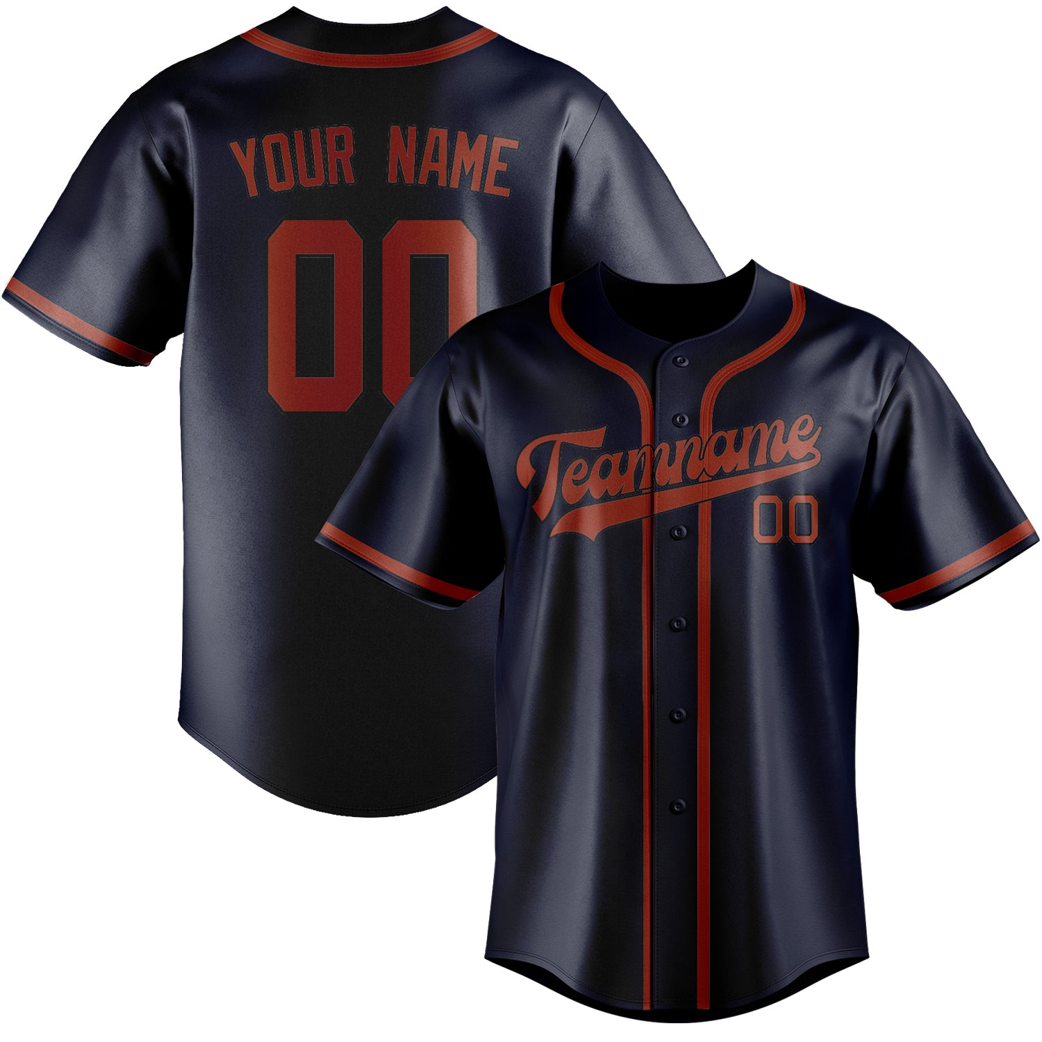 Custom Navy Coral Red Baseball Jersey