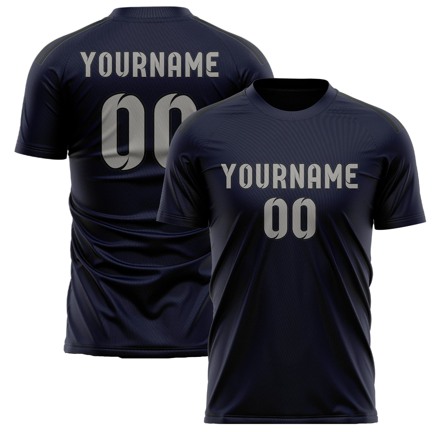 Custom Navy Gray Soccer Jersey