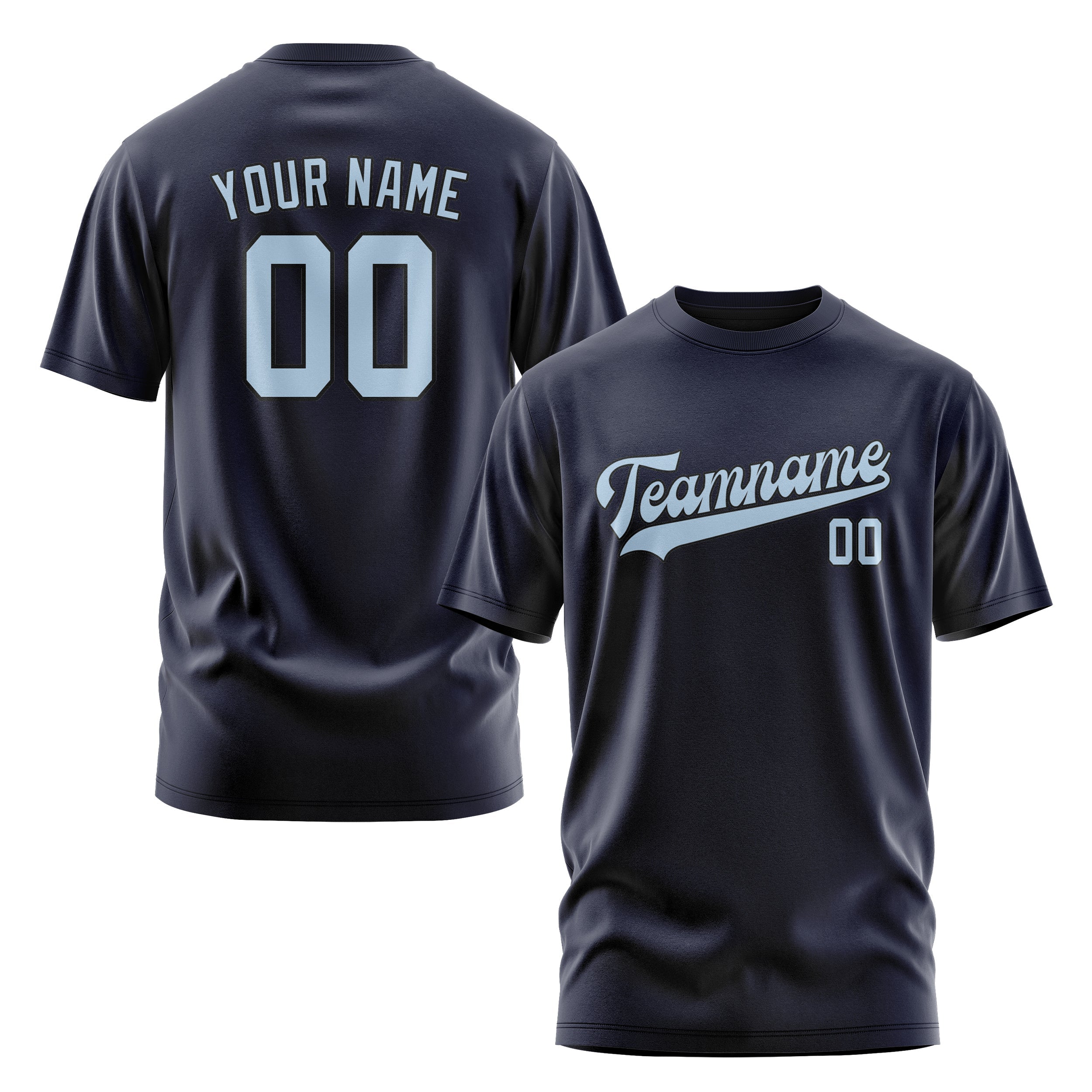 Custom Navy Light Blue T-Shirt