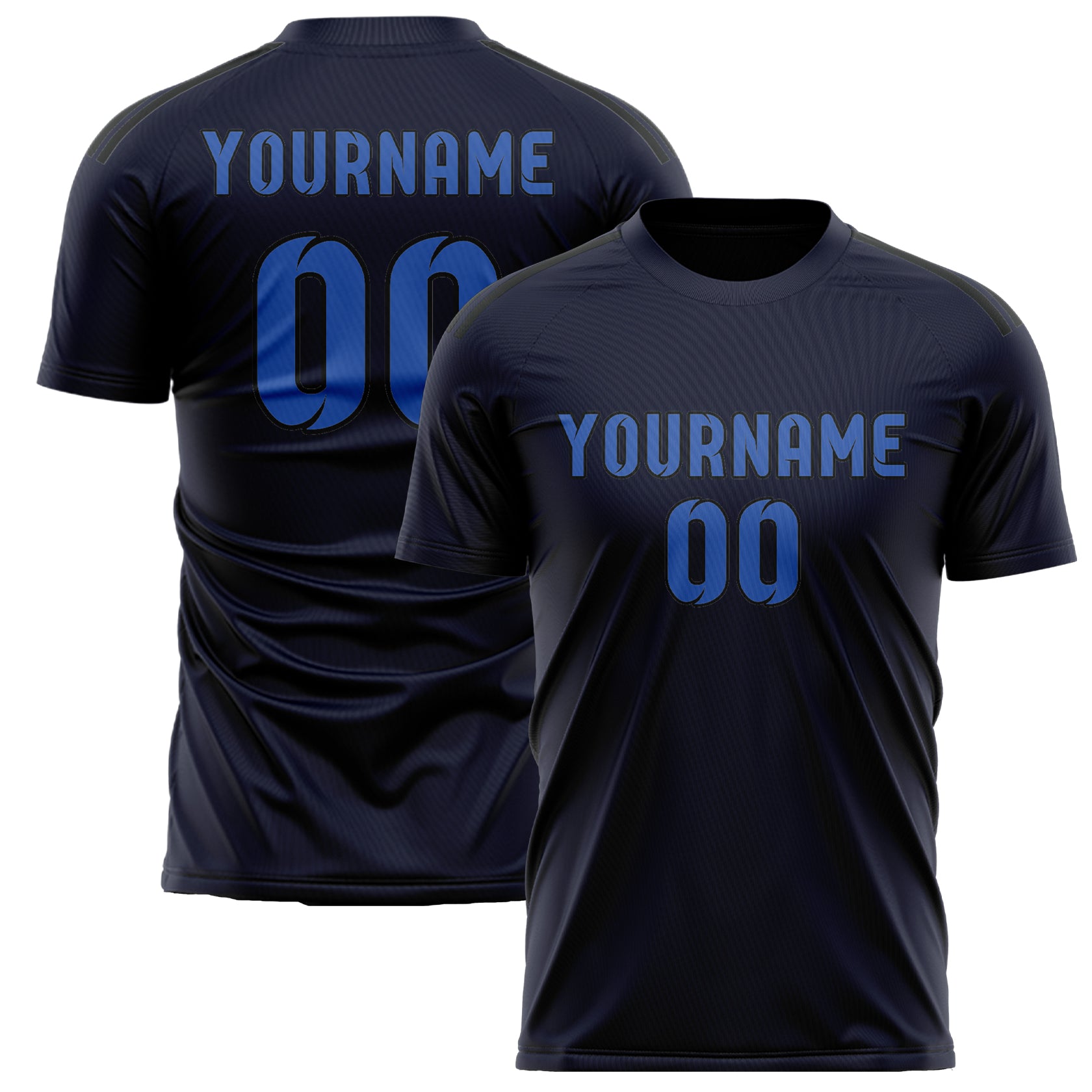 Custom Navy Sky Blue Soccer Jersey