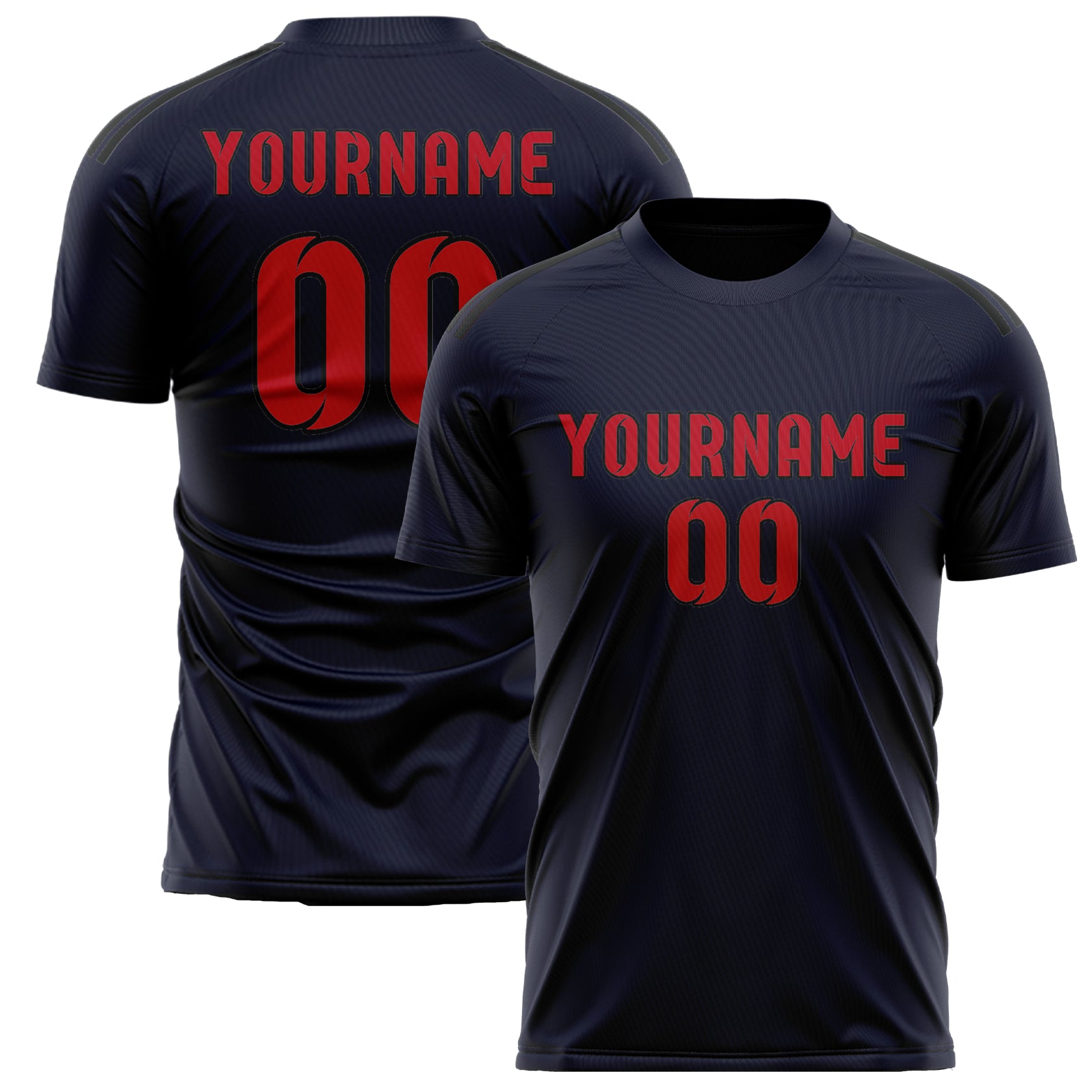 Custom Navy Red Soccer Jersey