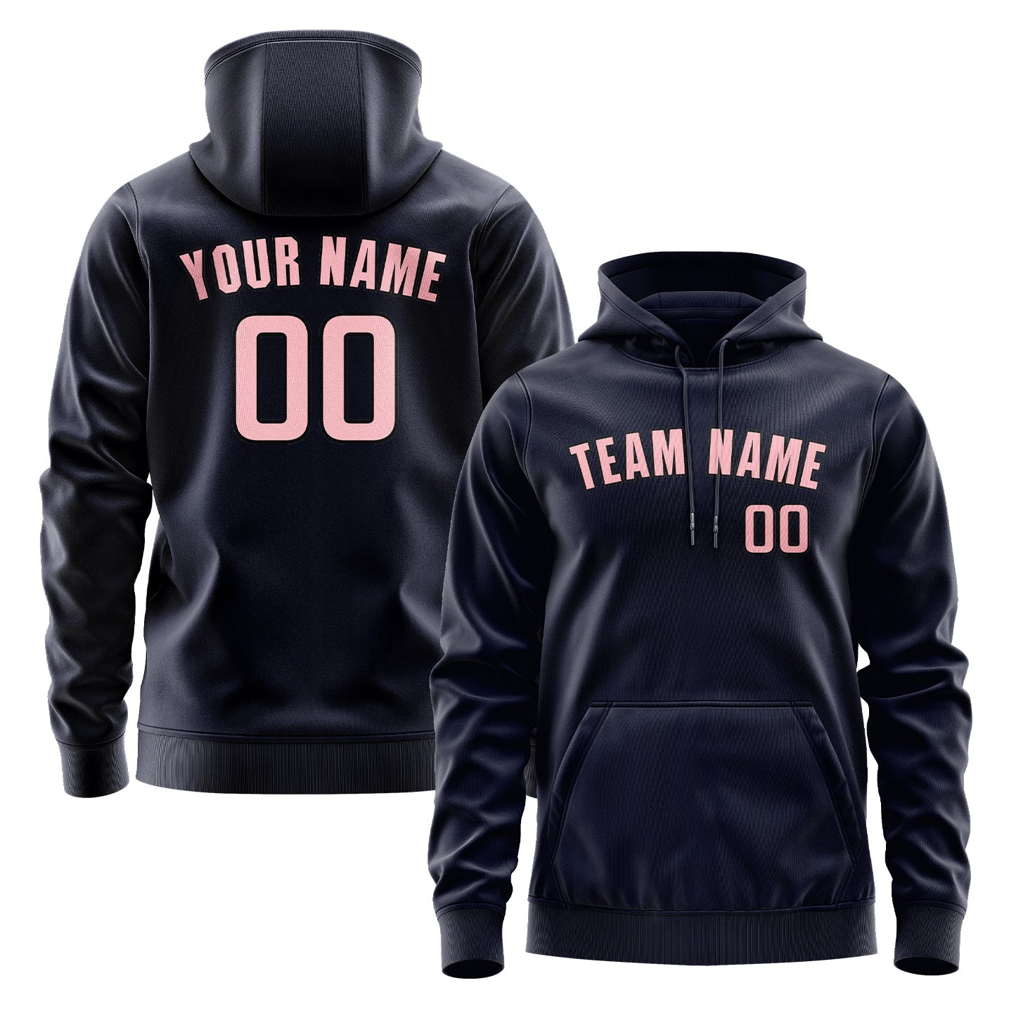 Custom Navy Light Pink Hoodie
