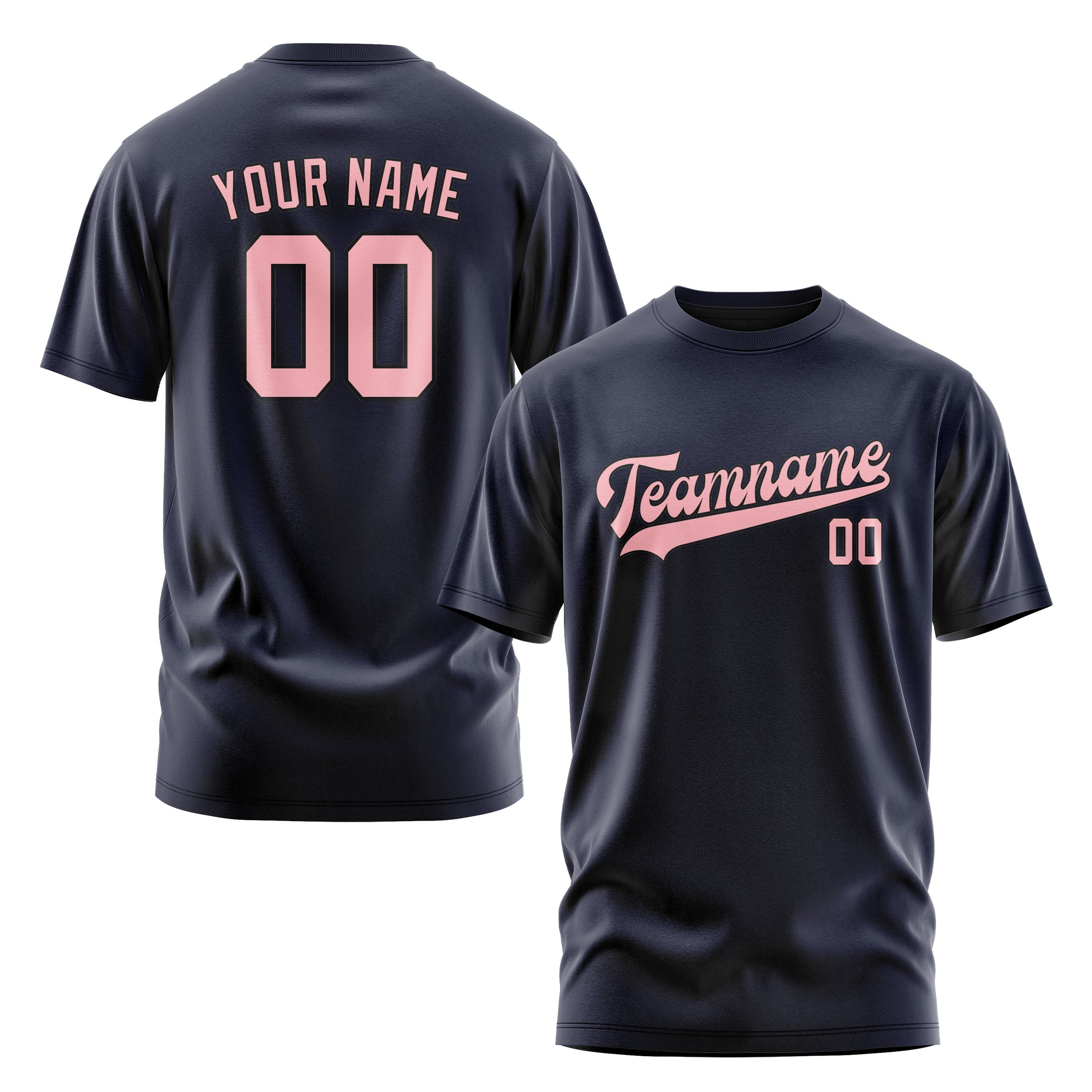 Custom Navy Light Pink T-Shirt