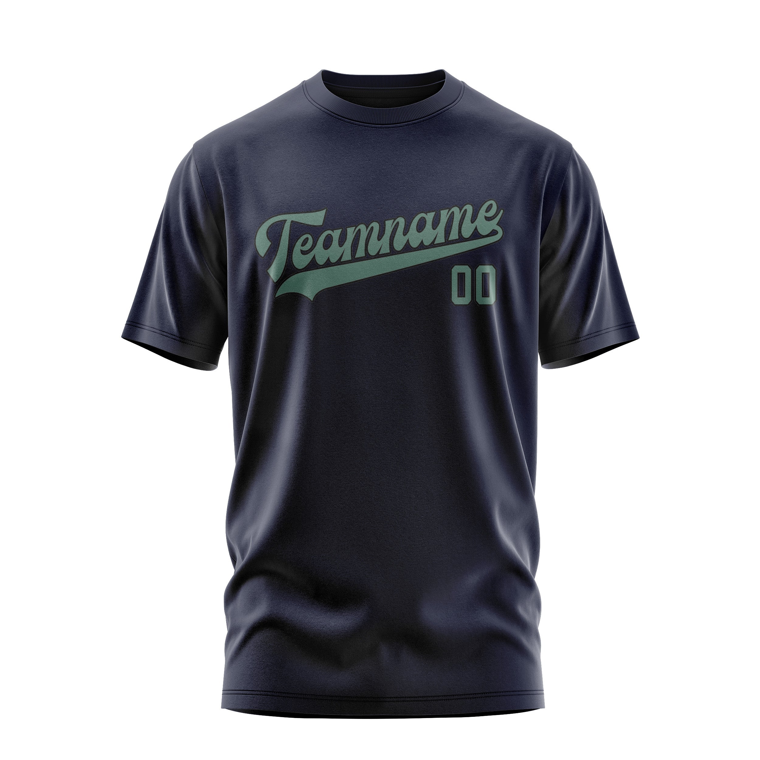 Custom Navy Blue Green T-Shirt