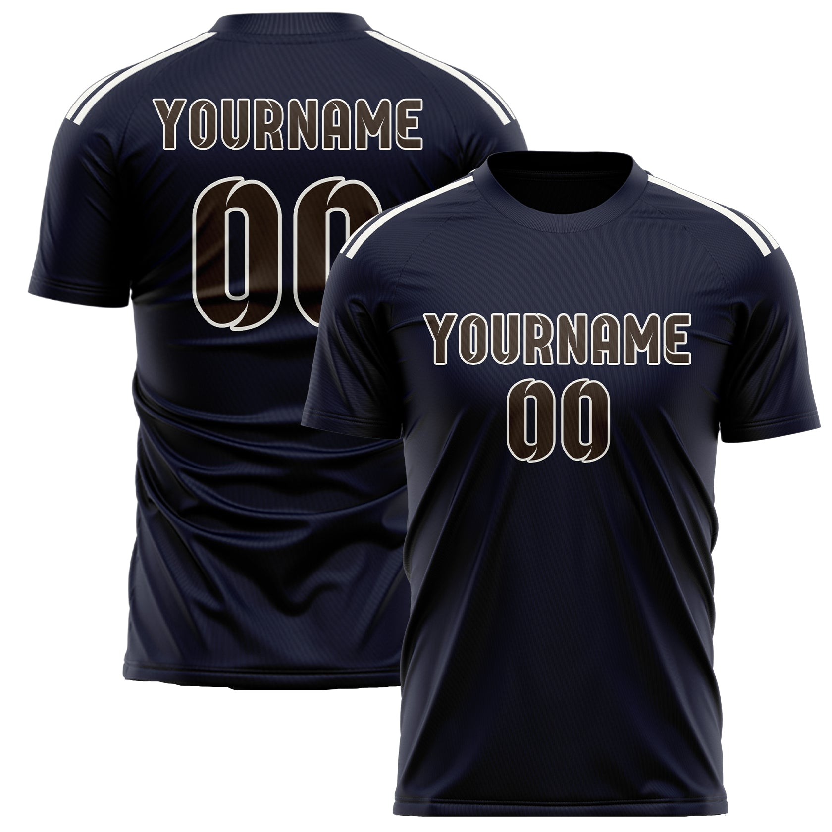 Custom Navy Brown Soccer Jersey