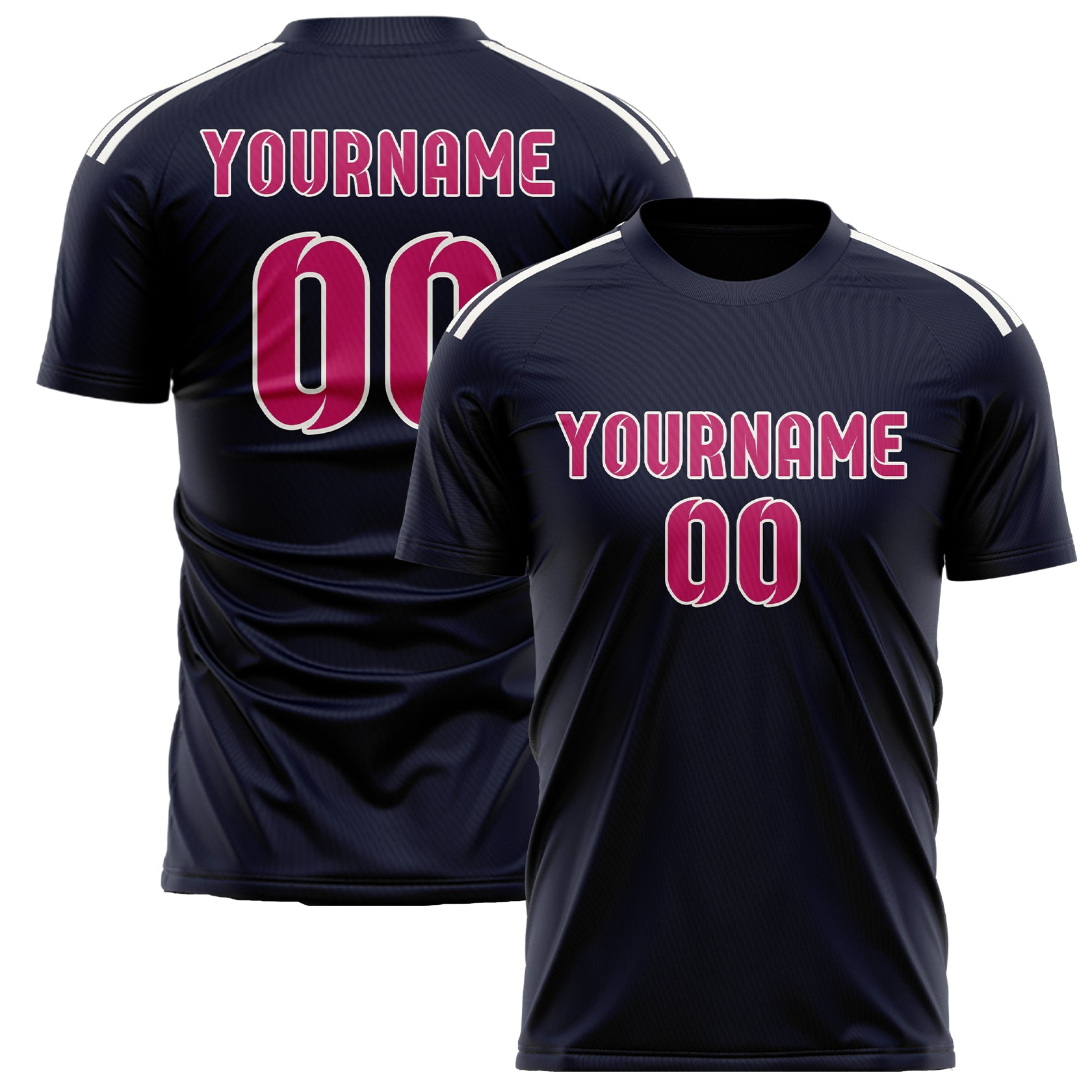 Custom Navy Pink Soccer Jersey