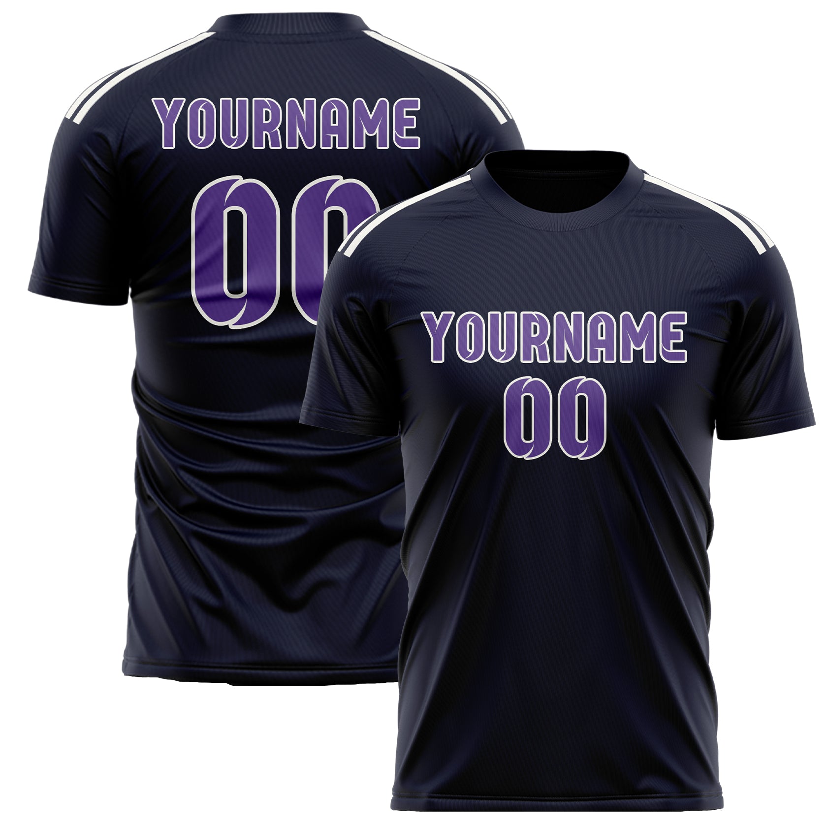 Custom Navy Light Purple Soccer Jersey