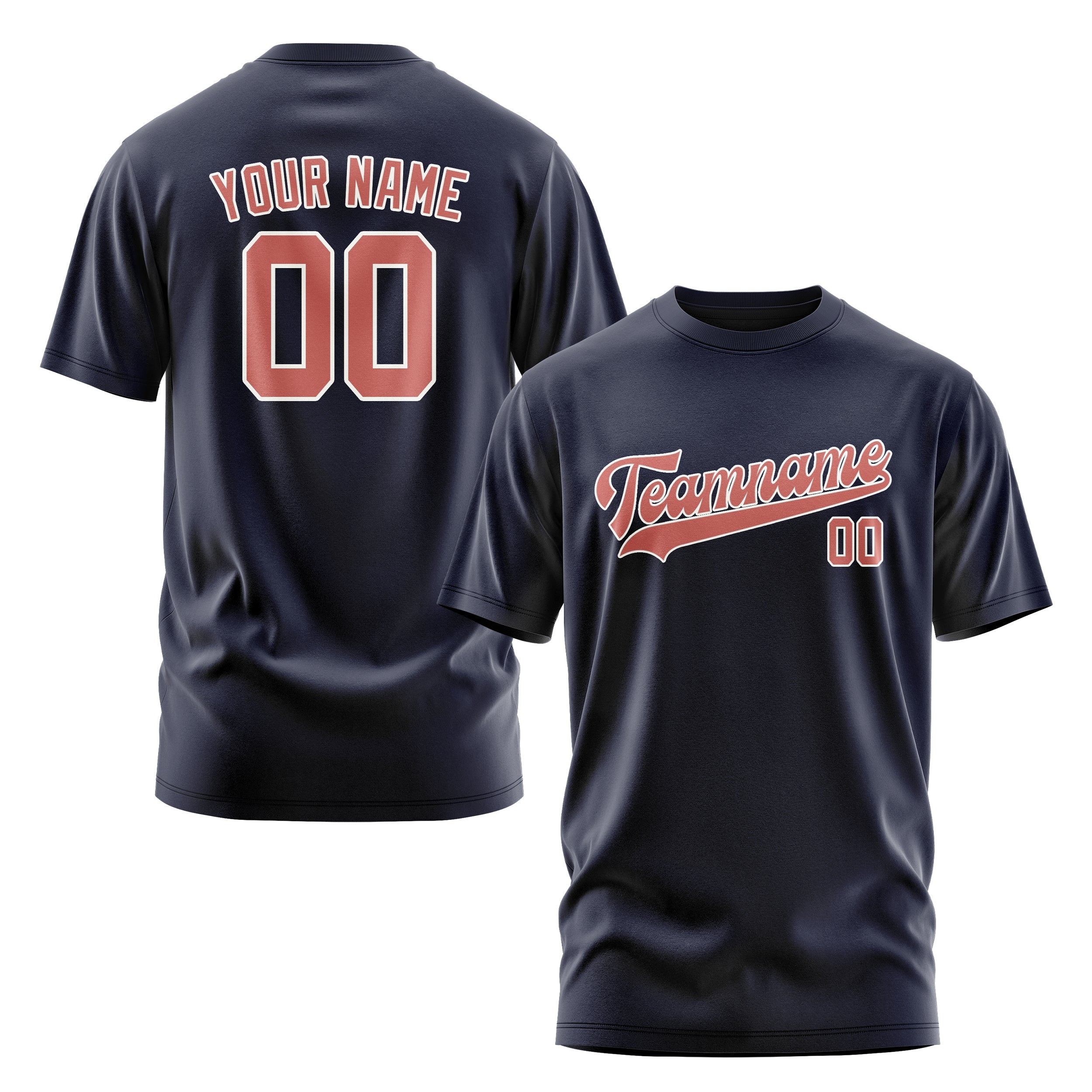 Custom Navy Copper Rose T-Shirt
