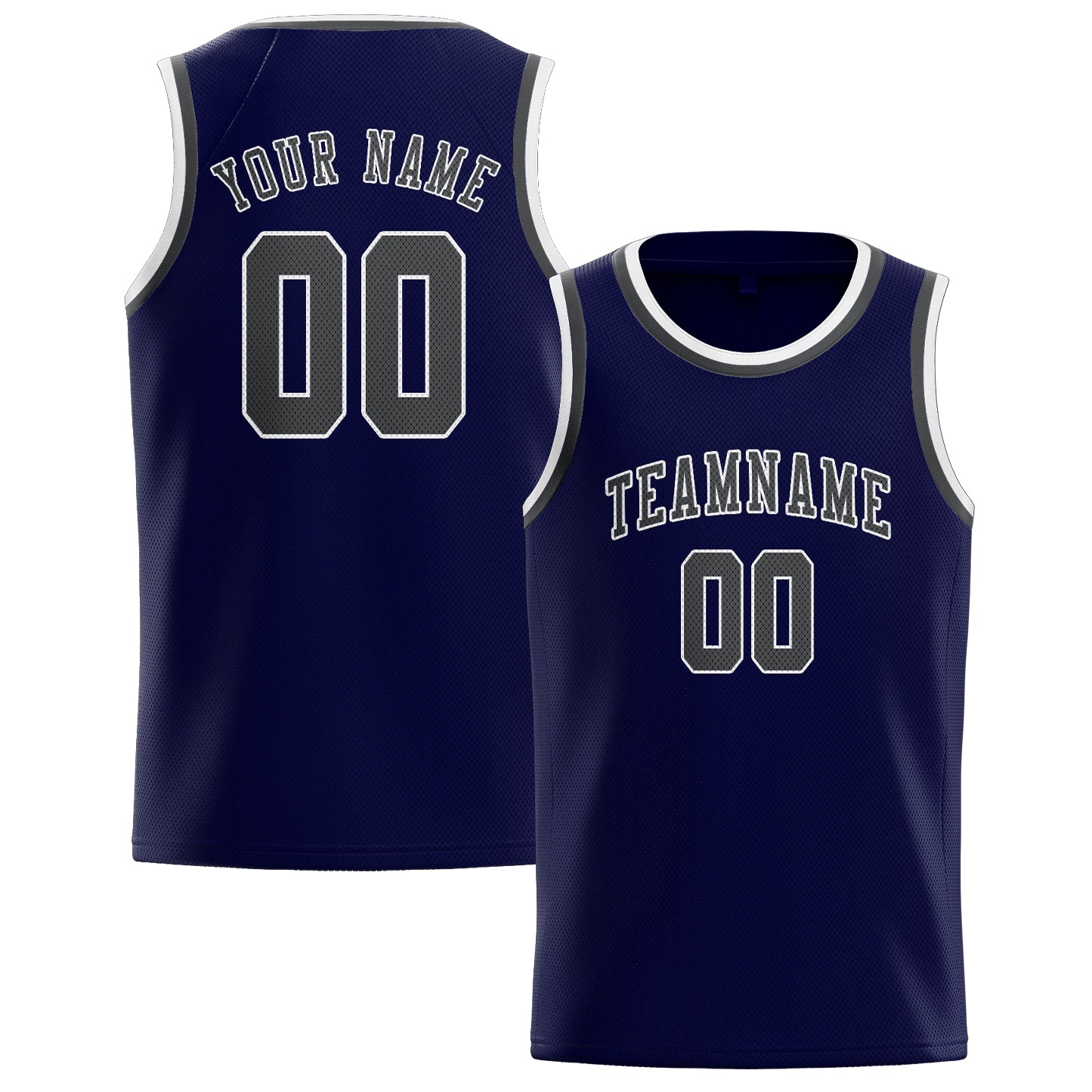 Custom Navy Dark Grey Basketball Jersey