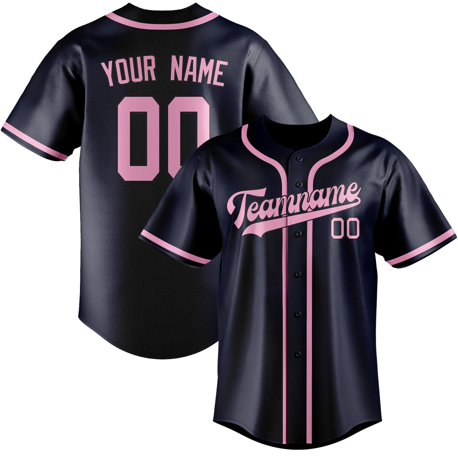Custom Navy Light Pink Baseball Jersey