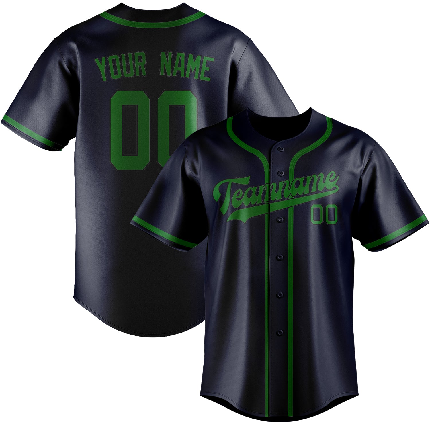 Custom Navy Emerald Green Baseball Jersey