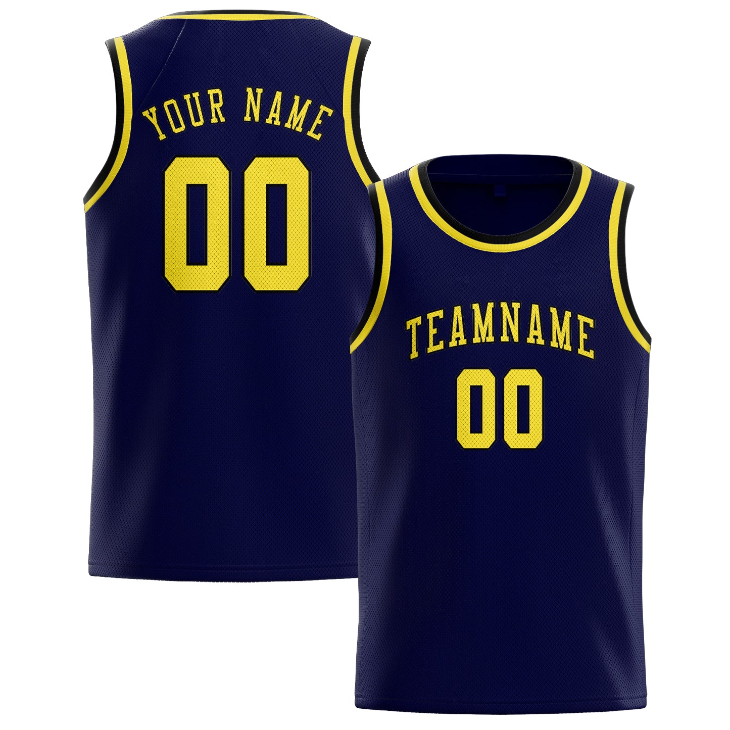 Custom Navy Light Yellow Basketball Jersey