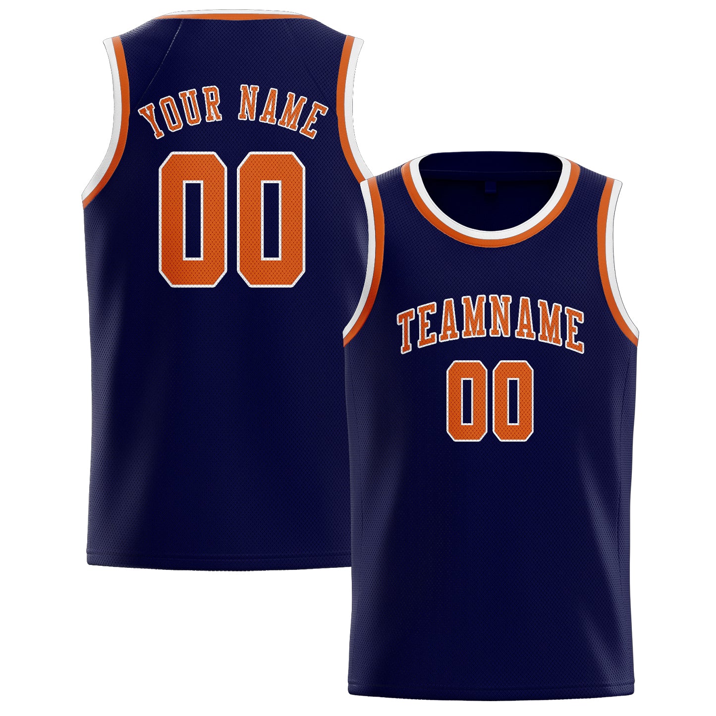 Custom Navy Orange Basketball Jersey
