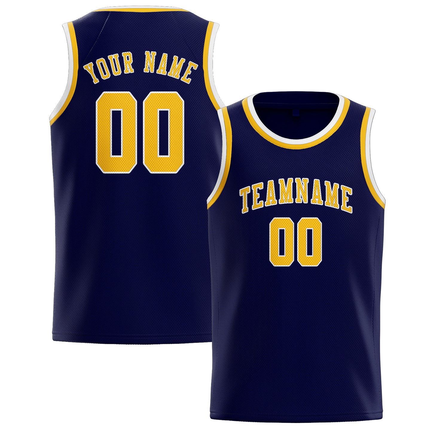Custom Navy Gold Basketball Jersey