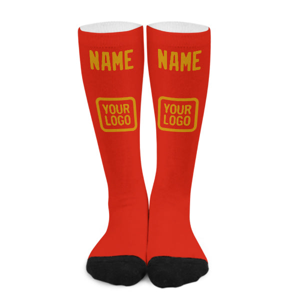 Custom Orange Red Yellow Knee-High Sock