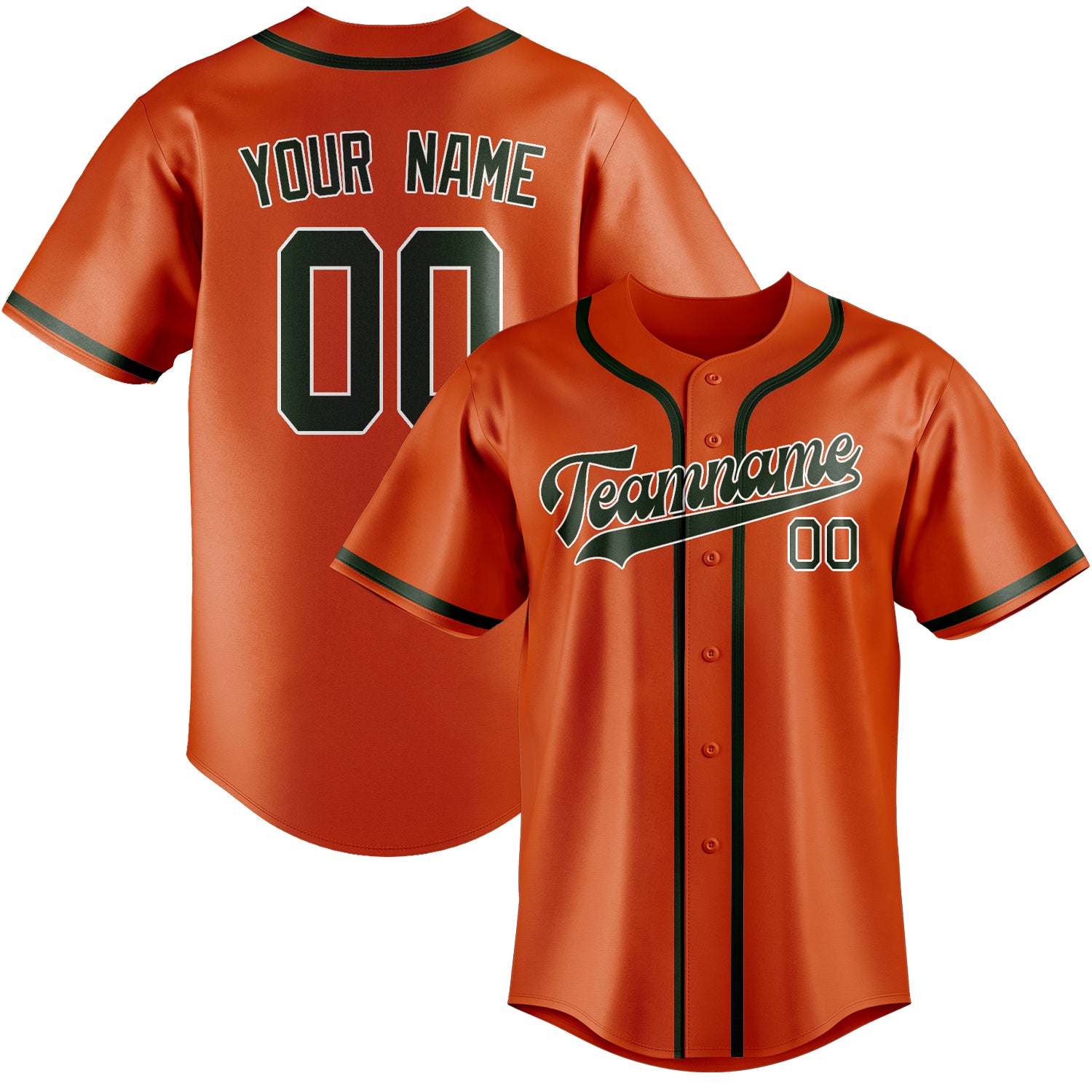 Custom Orange Red Dark Green Baseball Jersey