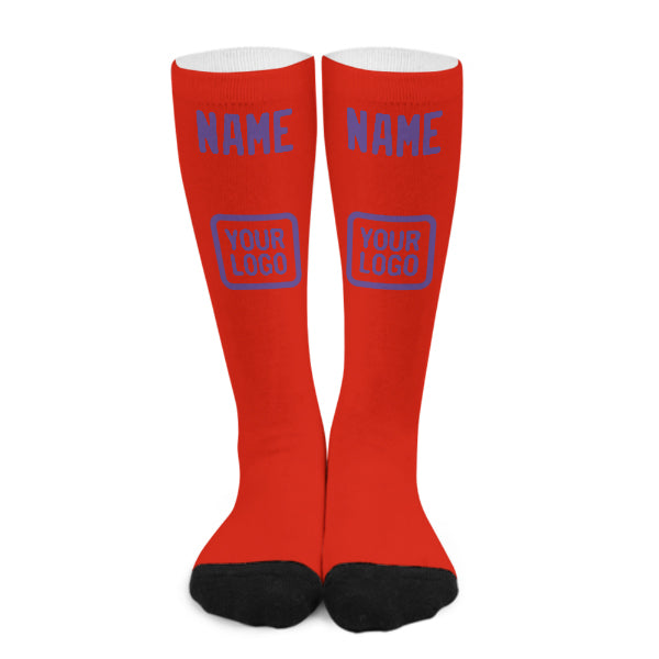Custom Orange Red Light Purple Knee-High Sock