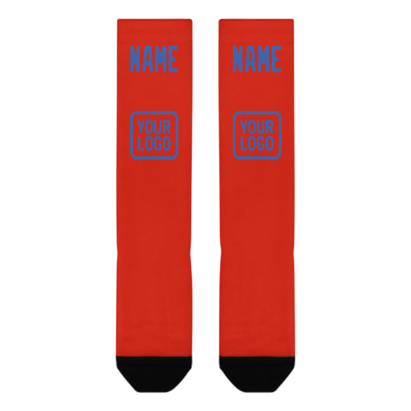 Custom Orange Red Sky Blue Knee-High Sock