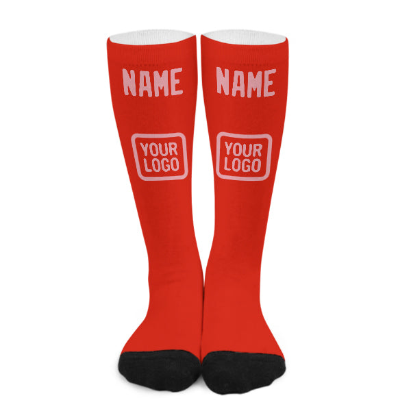 Custom Orange Red Light Pink Knee-High Sock