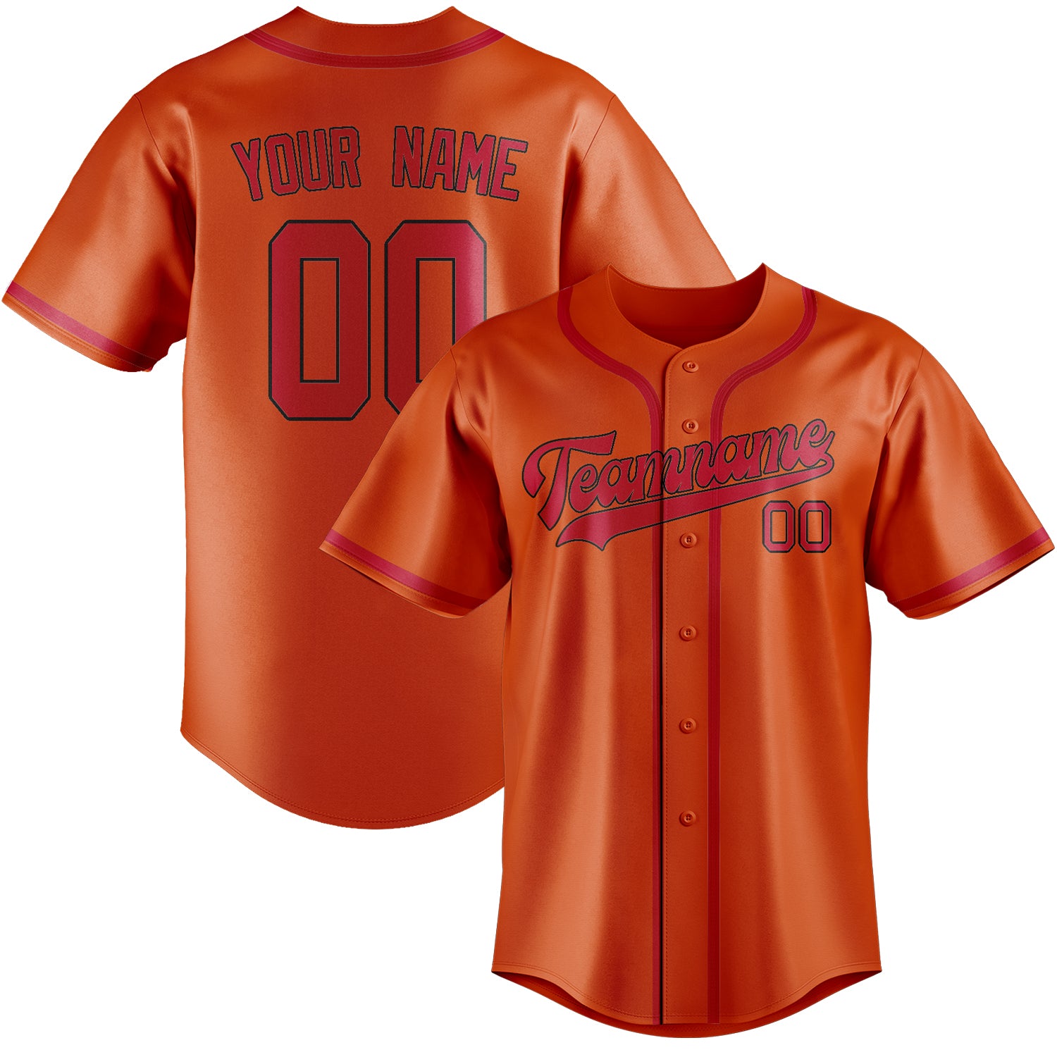 Custom Orange Red Red Baseball Jersey