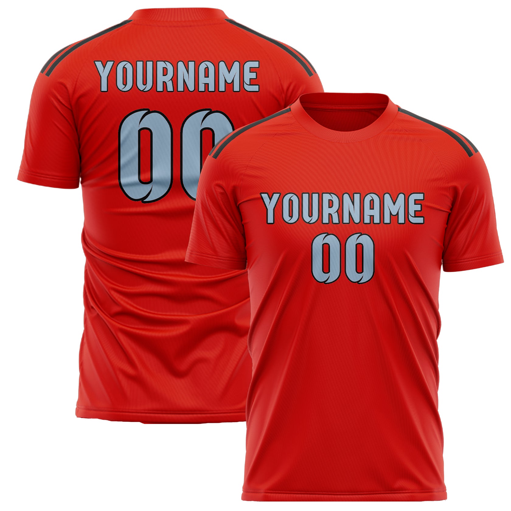 Custom Orange Red Light Blue Soccer Jersey