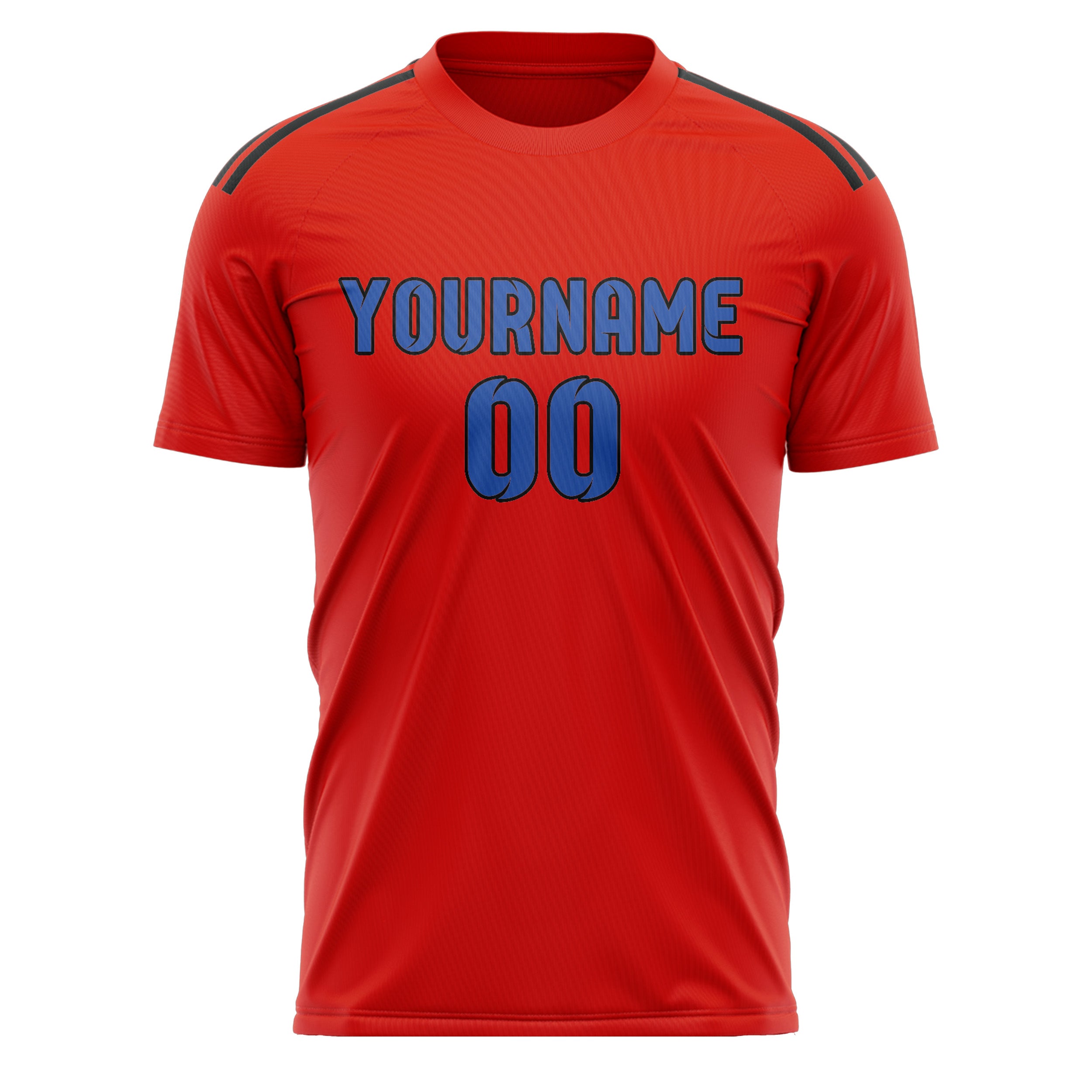 Custom Orange Red Sky Blue Soccer Jersey