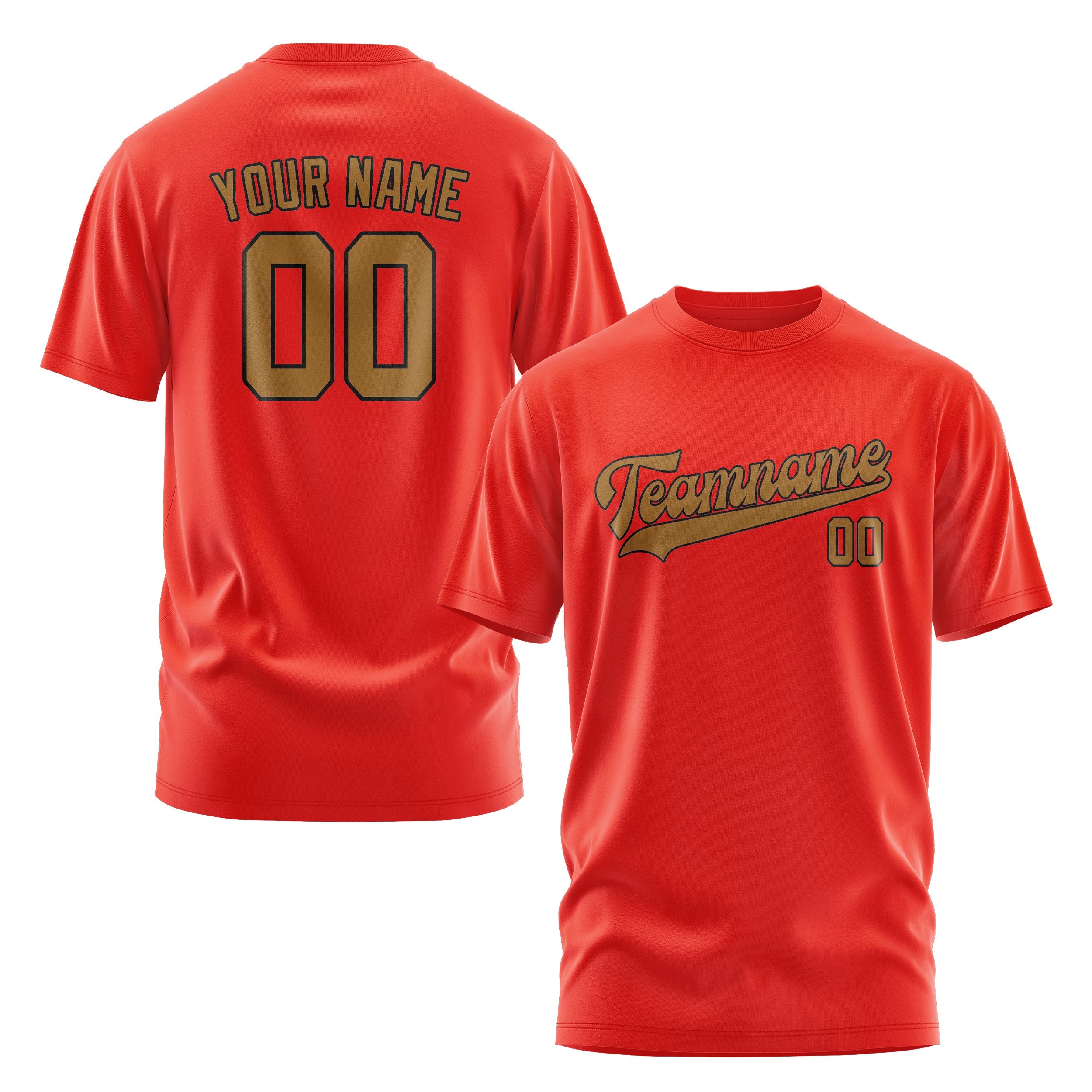 Custom Orange Red Khaki T-Shirt