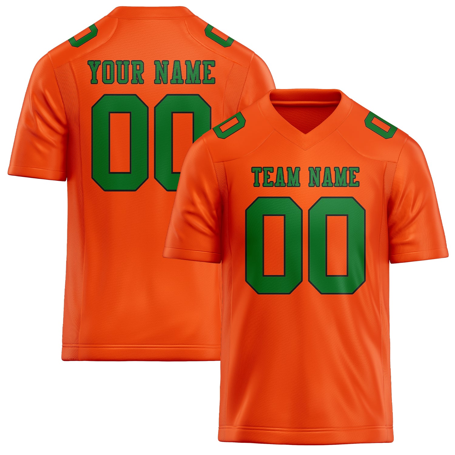 Custom Orange Red Emerald Green Football Jersey