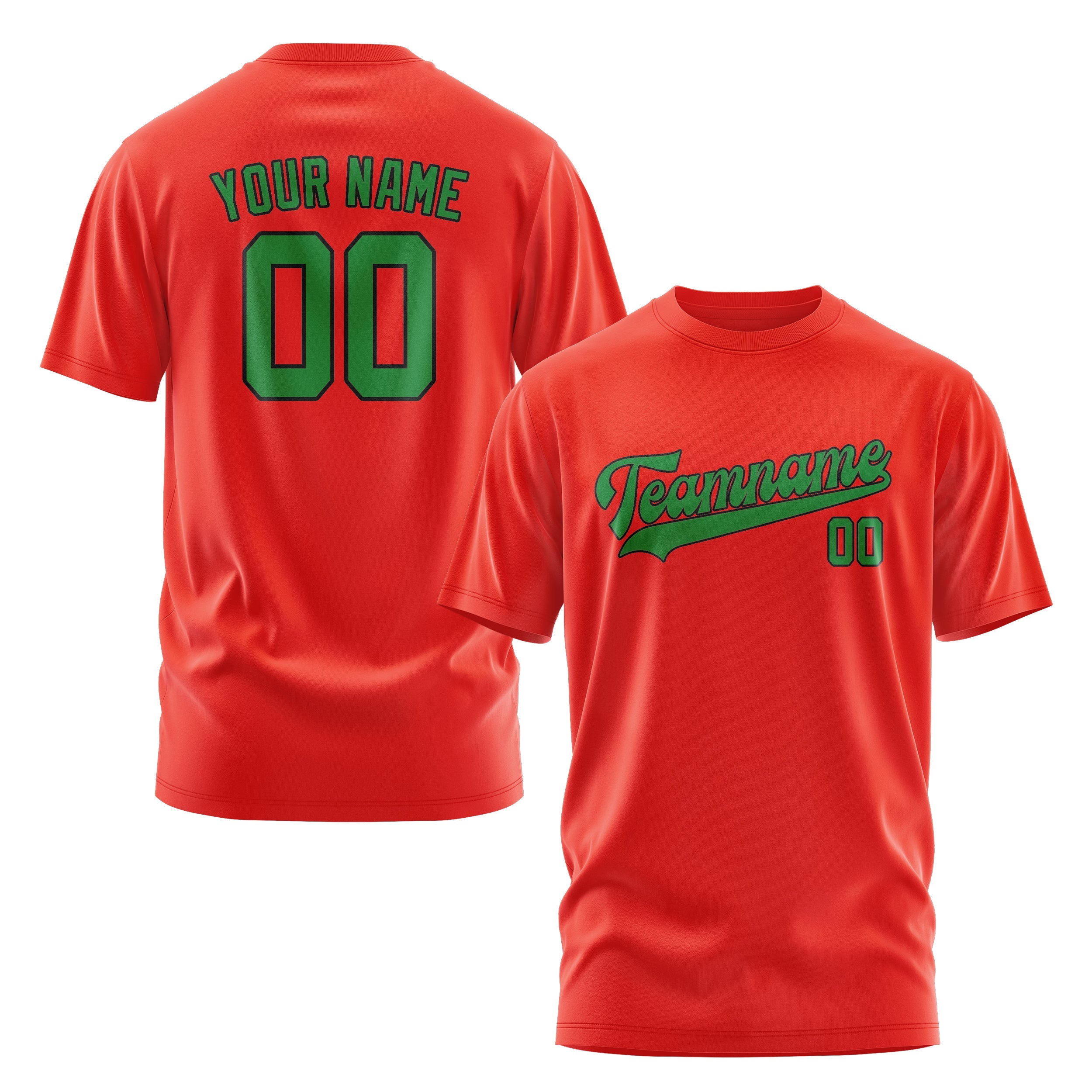 Custom Orange Red Emerald Green T-Shirt