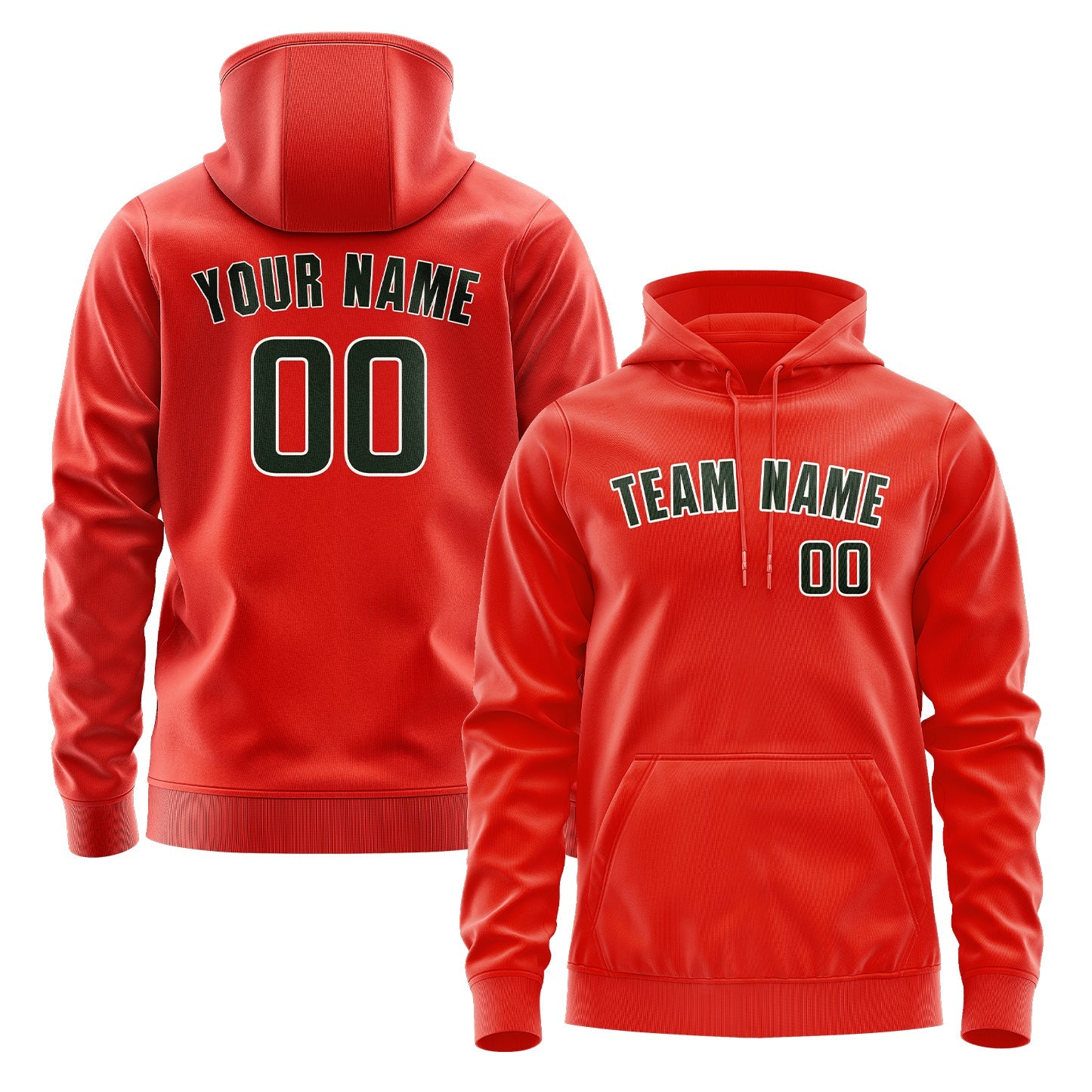 Custom Orange Red Dark Green Hoodie