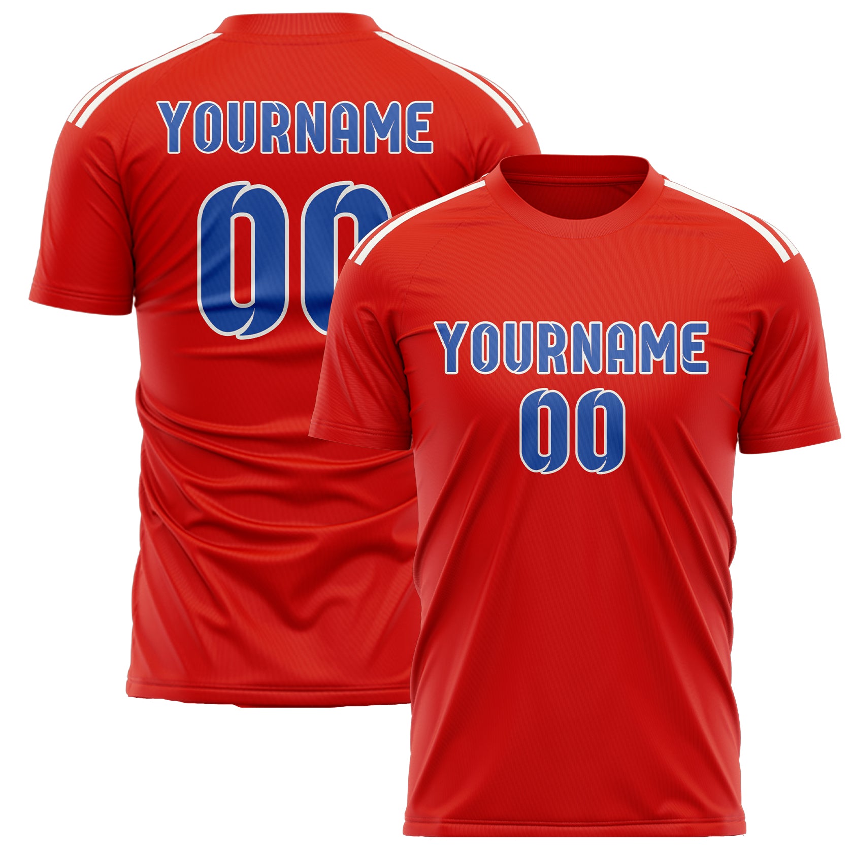 Custom Orange Red Sky Blue Soccer Jersey