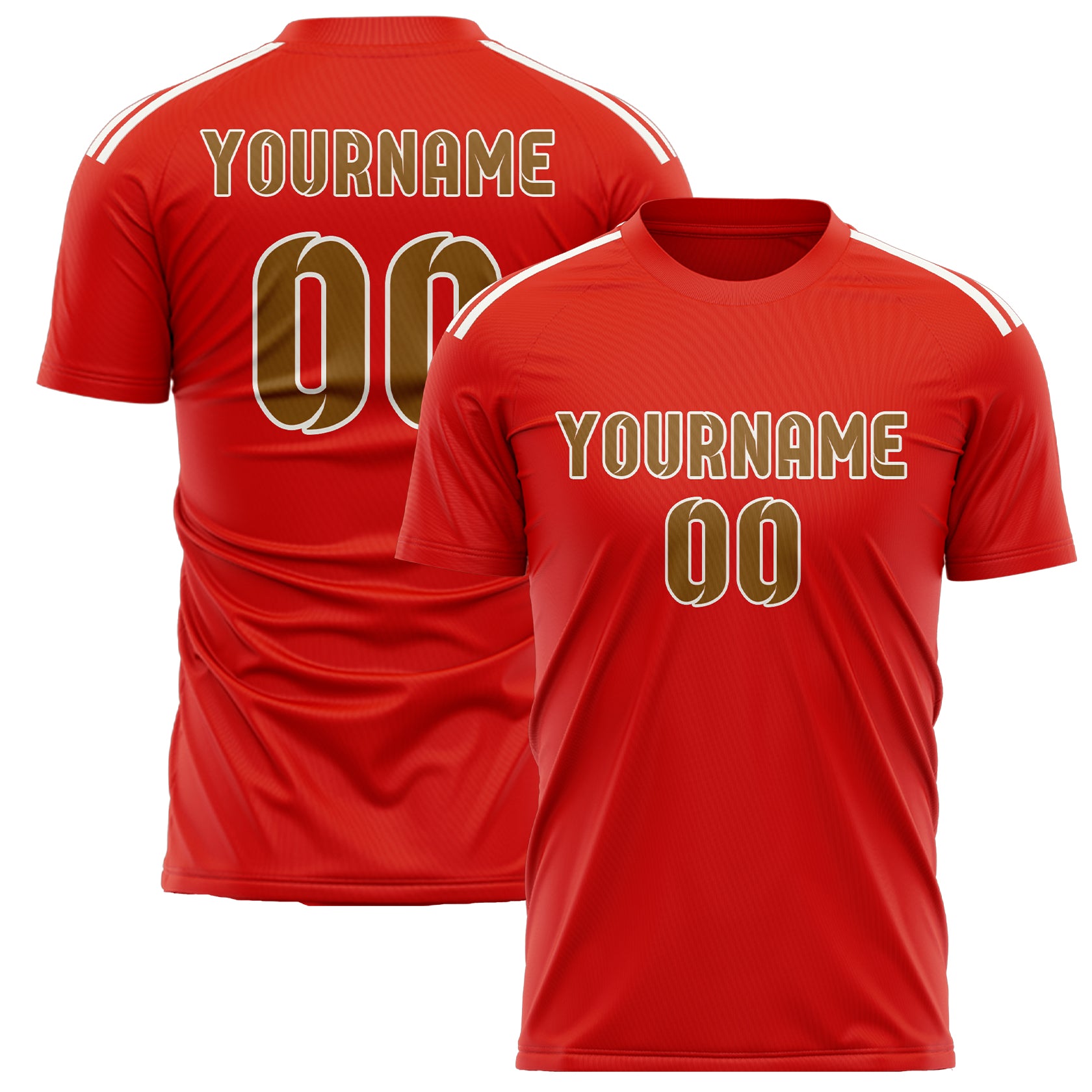 Custom Orange Red Khaki Soccer Jersey
