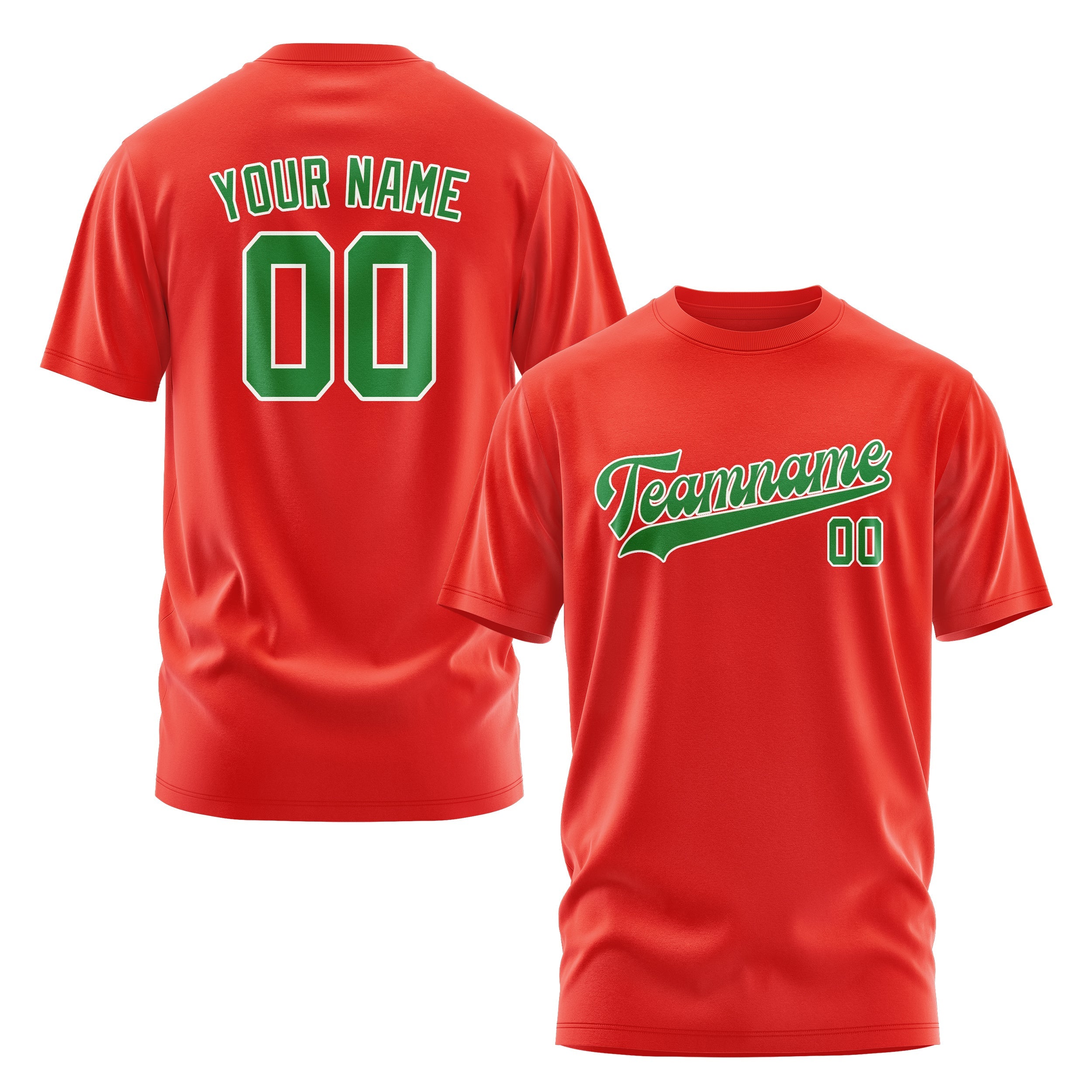 Custom Orange Red Emerald Green T-Shirt