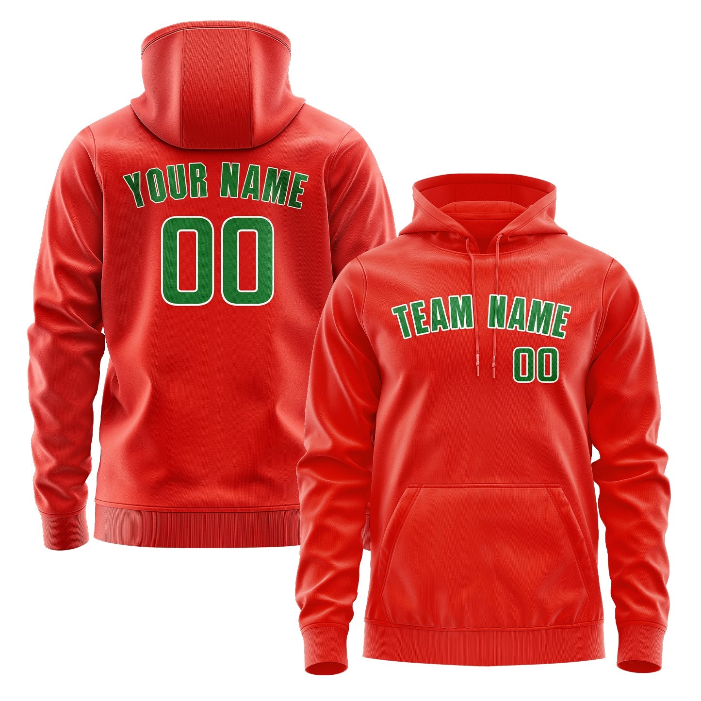 Custom Orange Red Emerald Green Hoodie