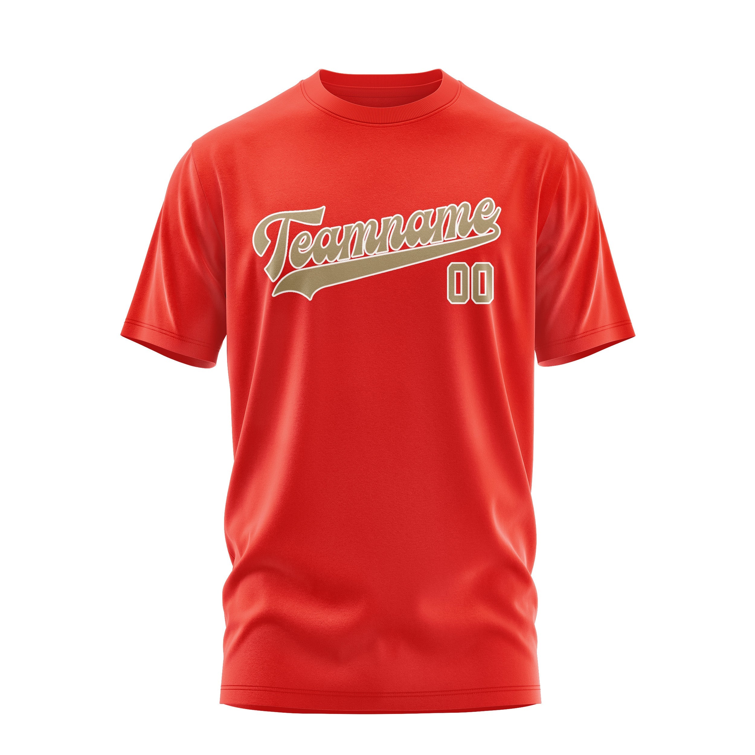 Custom Orange Red Light Khaki T-Shirt