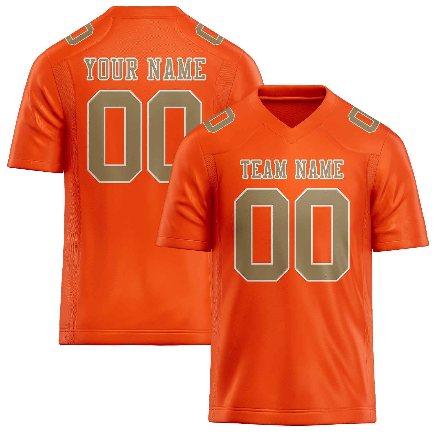 Custom Orange Red Light Khaki Football Jersey