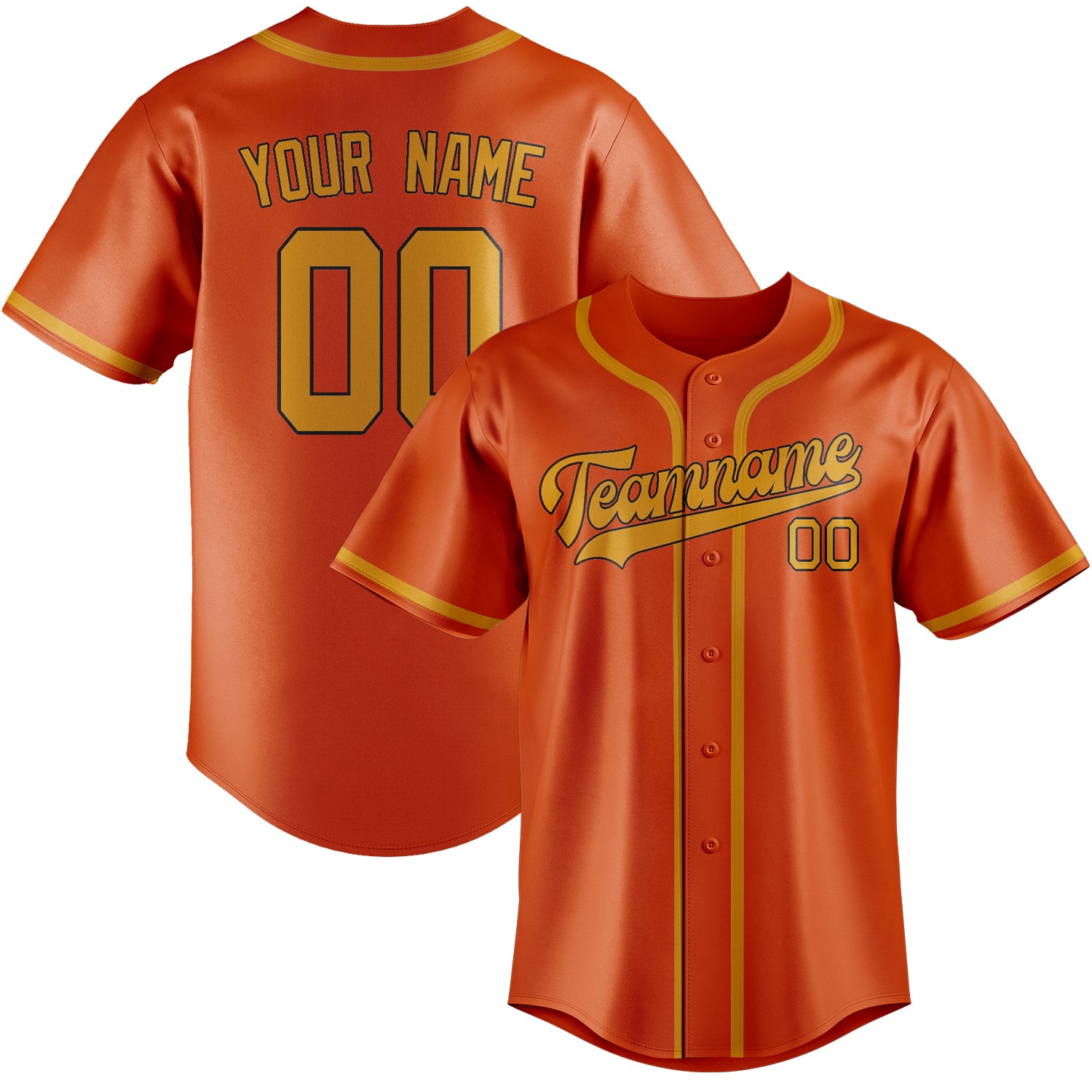Custom Orange Red Yellow Baseball Jersey