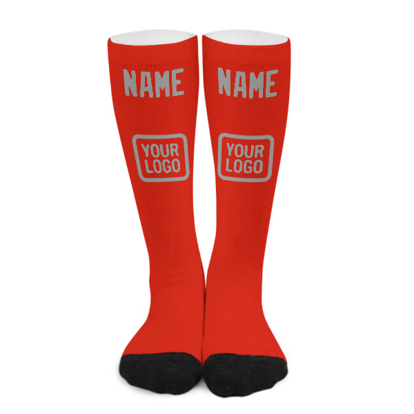 Custom Orange Red Gray Knee-High Sock