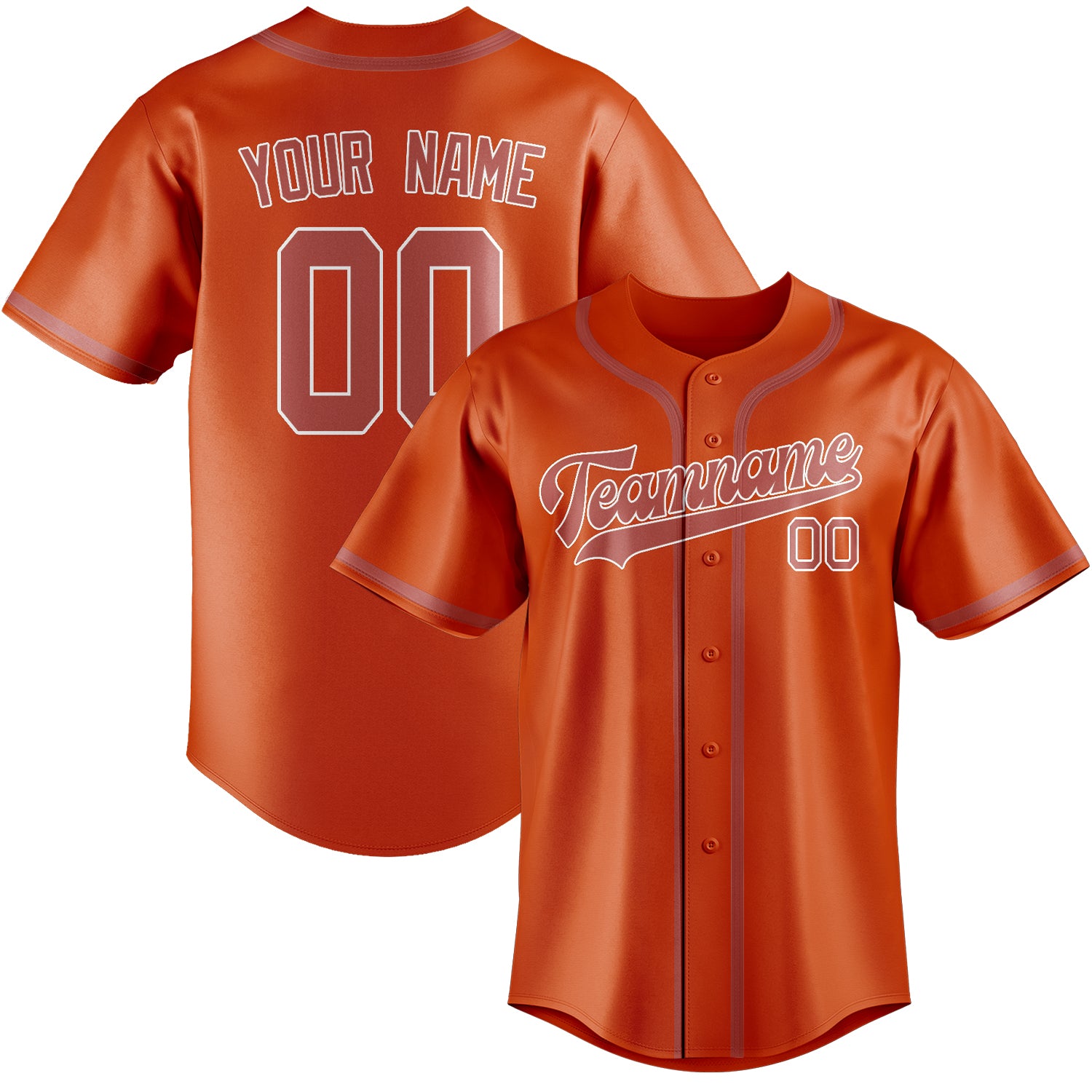 Custom Orange Red Copper Rose Baseball Jersey