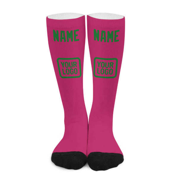 Custom Pink Emerald Green Knee-High Sock