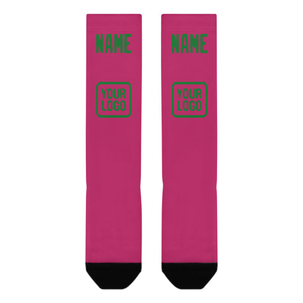 Custom Pink Emerald Green Knee-High Sock