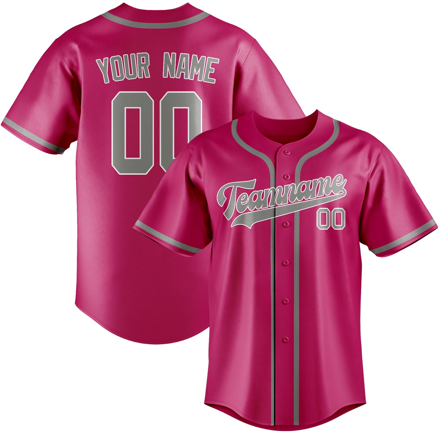 Custom Pink Gray Baseball Jersey