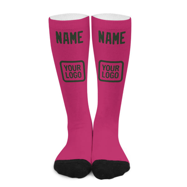 Custom Pink Dark Green Knee-High Sock