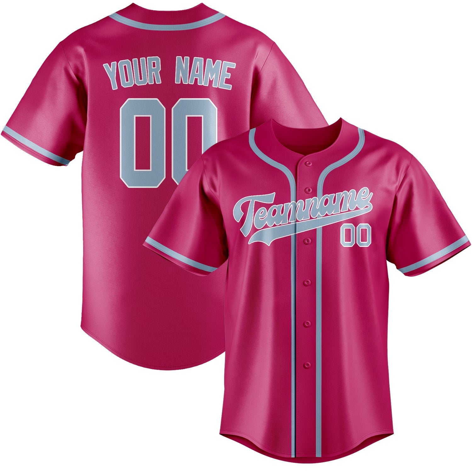 Custom Pink Light Blue Baseball Jersey