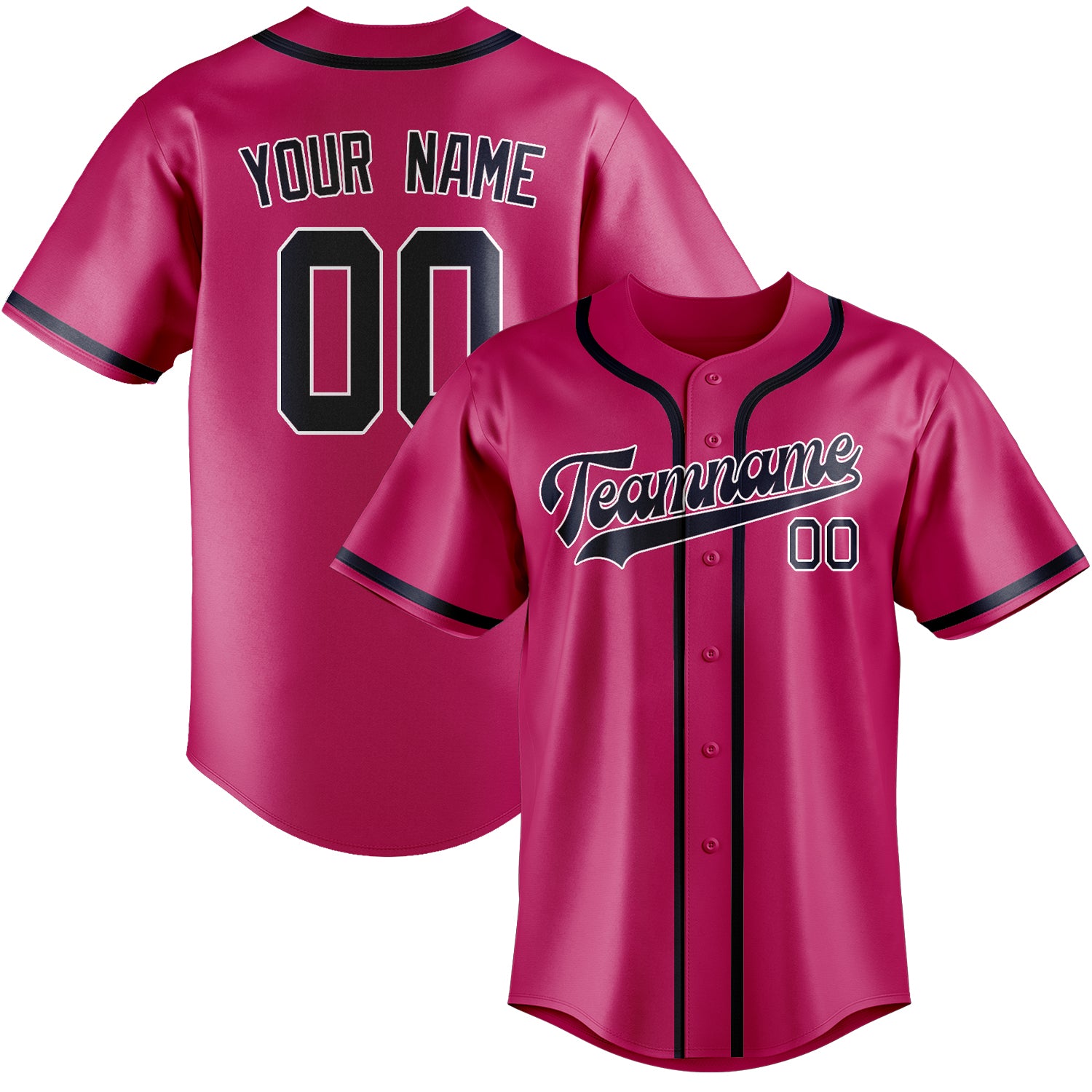Custom Pink Navy Baseball Jersey