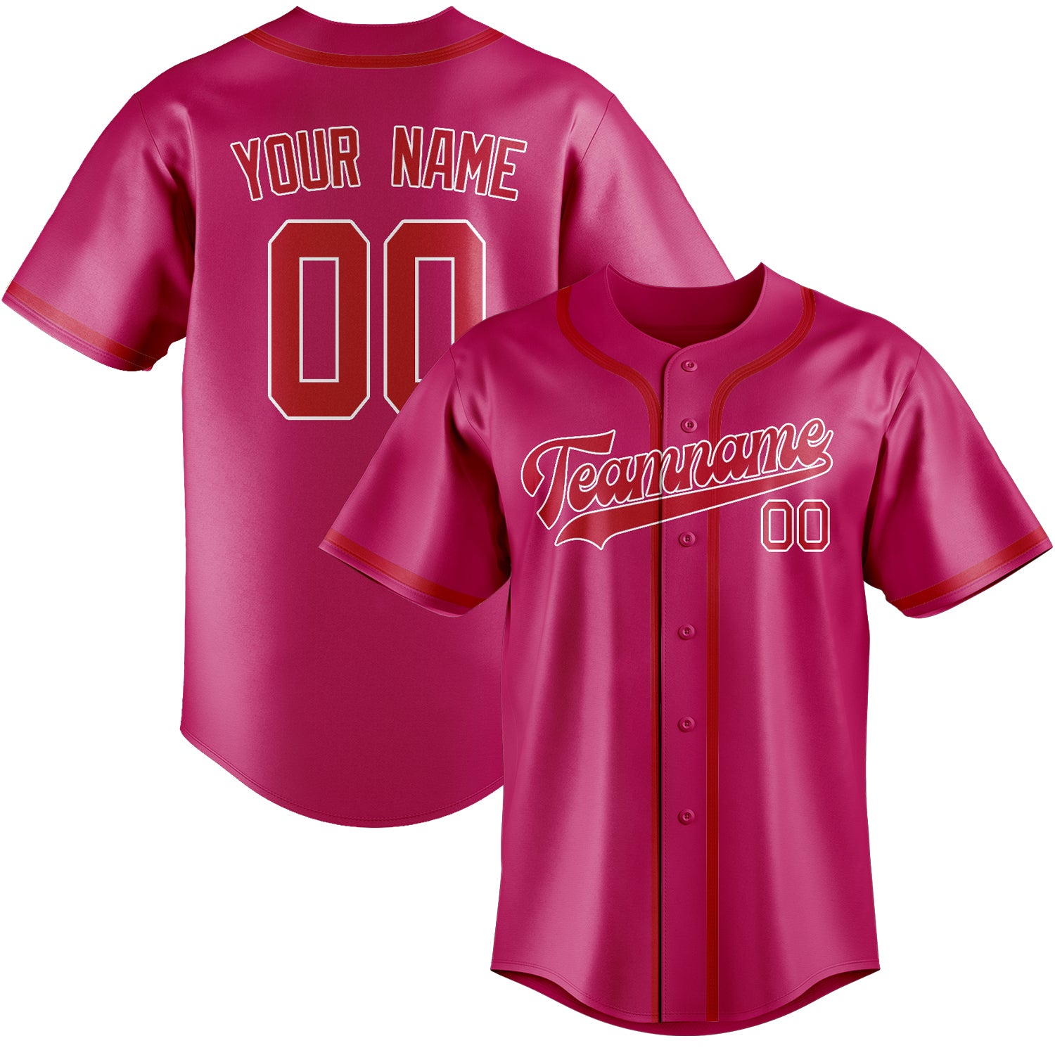 Custom Pink Red Baseball Jersey