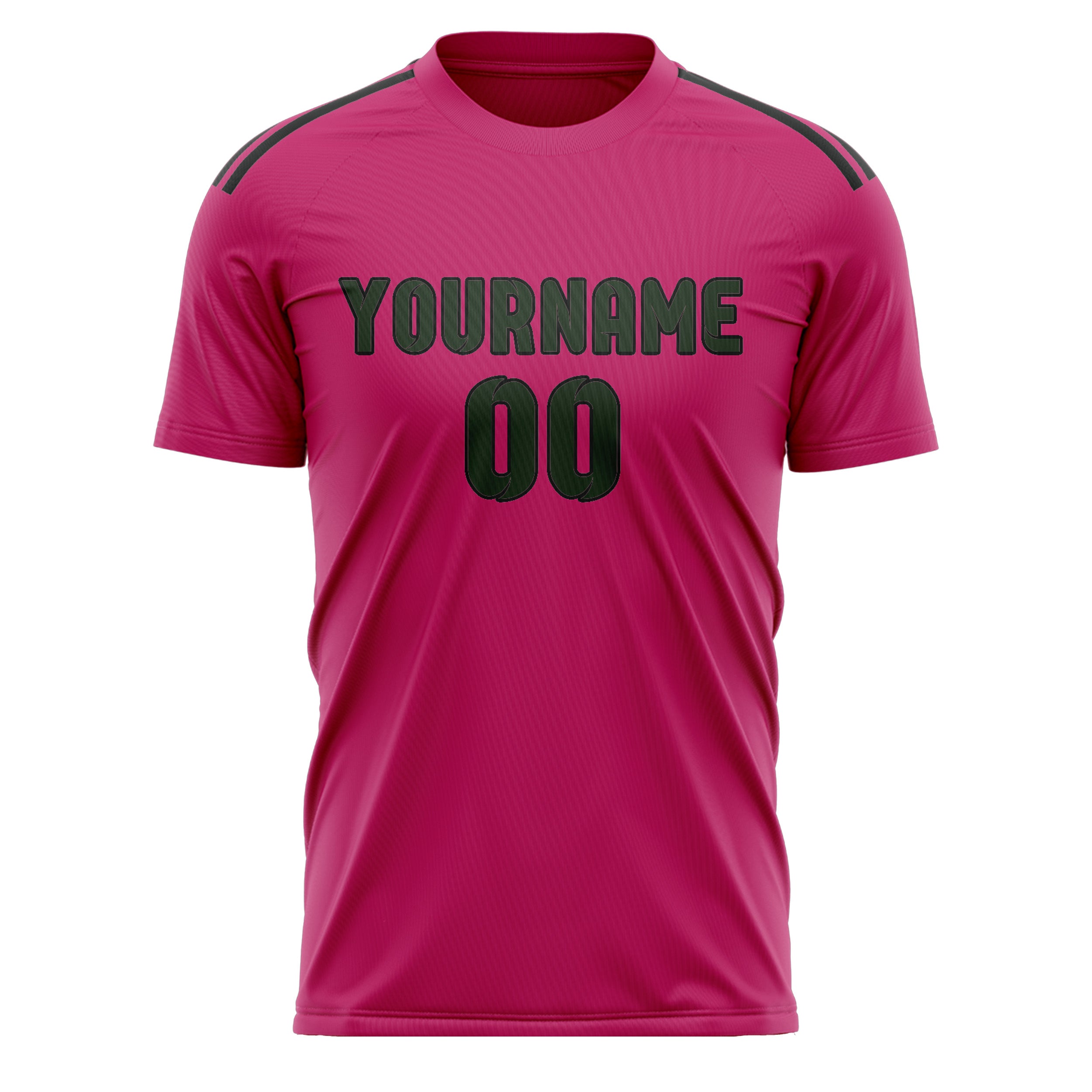 Custom Pink Dark Green Soccer Jersey